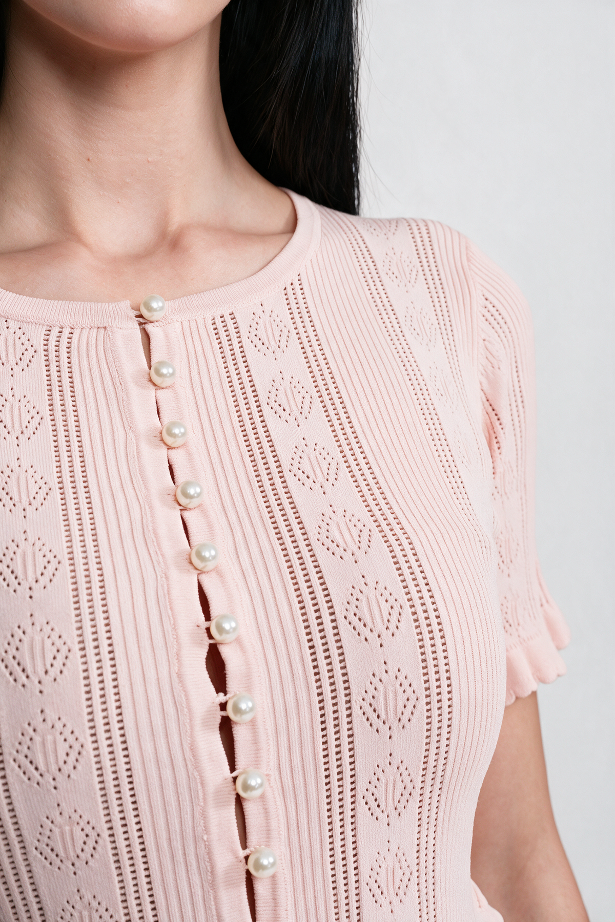 Two-Piece Knit Co-Ord Set With Ruffled Waist - Pink