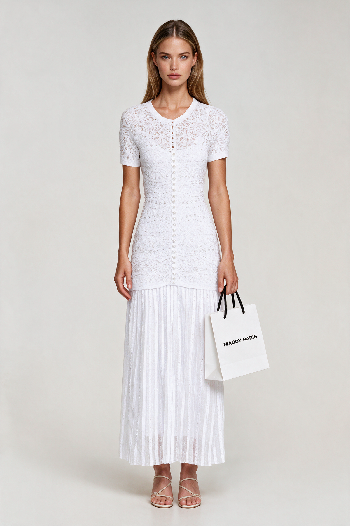 Sandro Levana beaded knit maxi dress - Light Blue