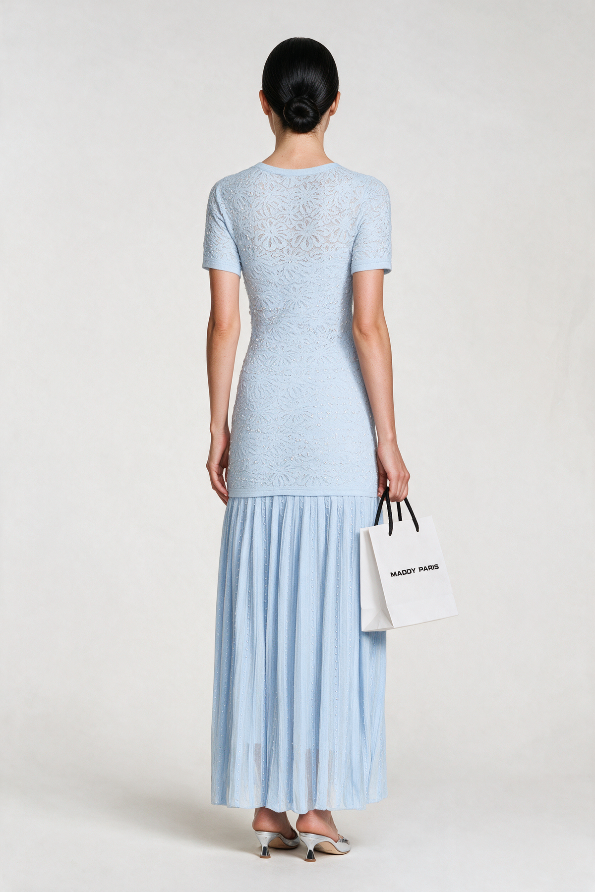 Sandro Levana beaded knit maxi dress - Light Blue