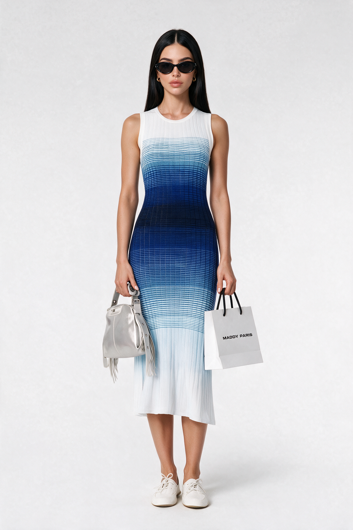 Sandro Ombre Sea knit maxi dress - Blue