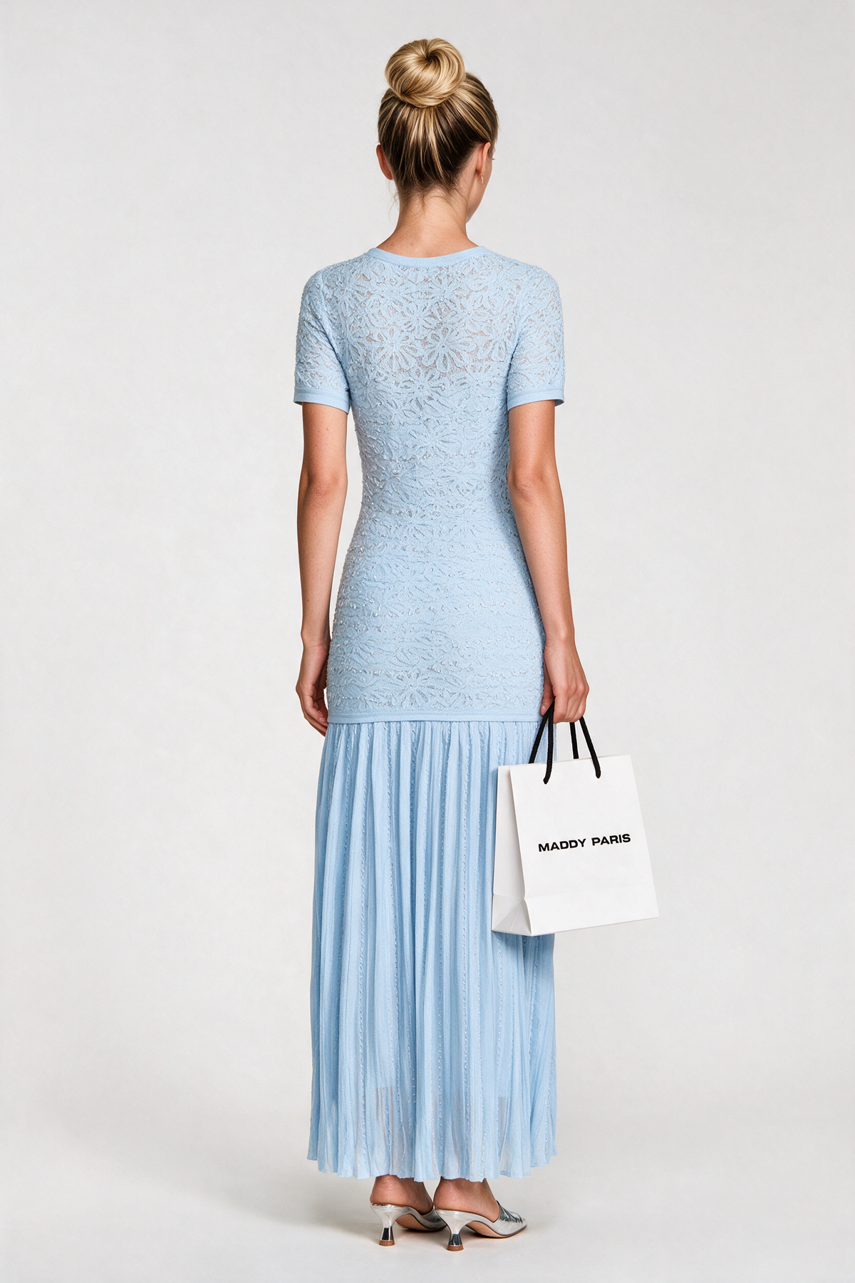 Sandro Levana beaded knit maxi dress - Light Blue