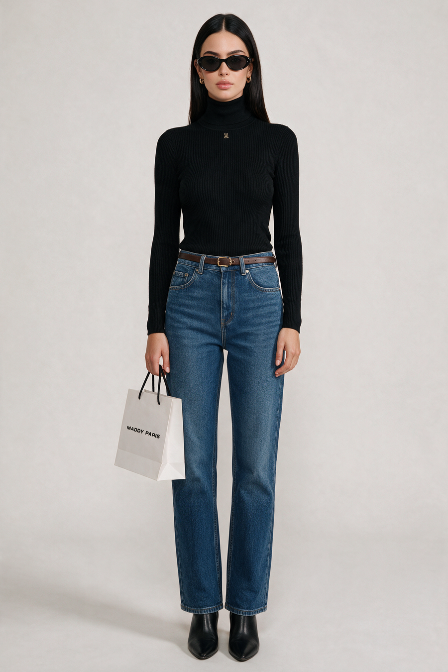 SANDRO Ribbed-Knit Turtleneck Jumper – Black