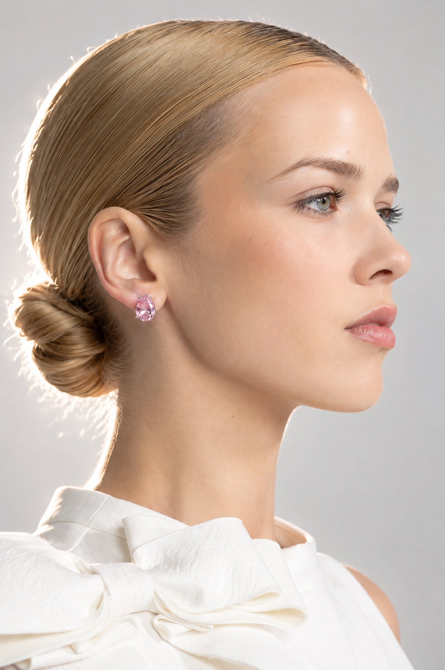 Hélia Pink Crystal Teardrop Stud Earrings