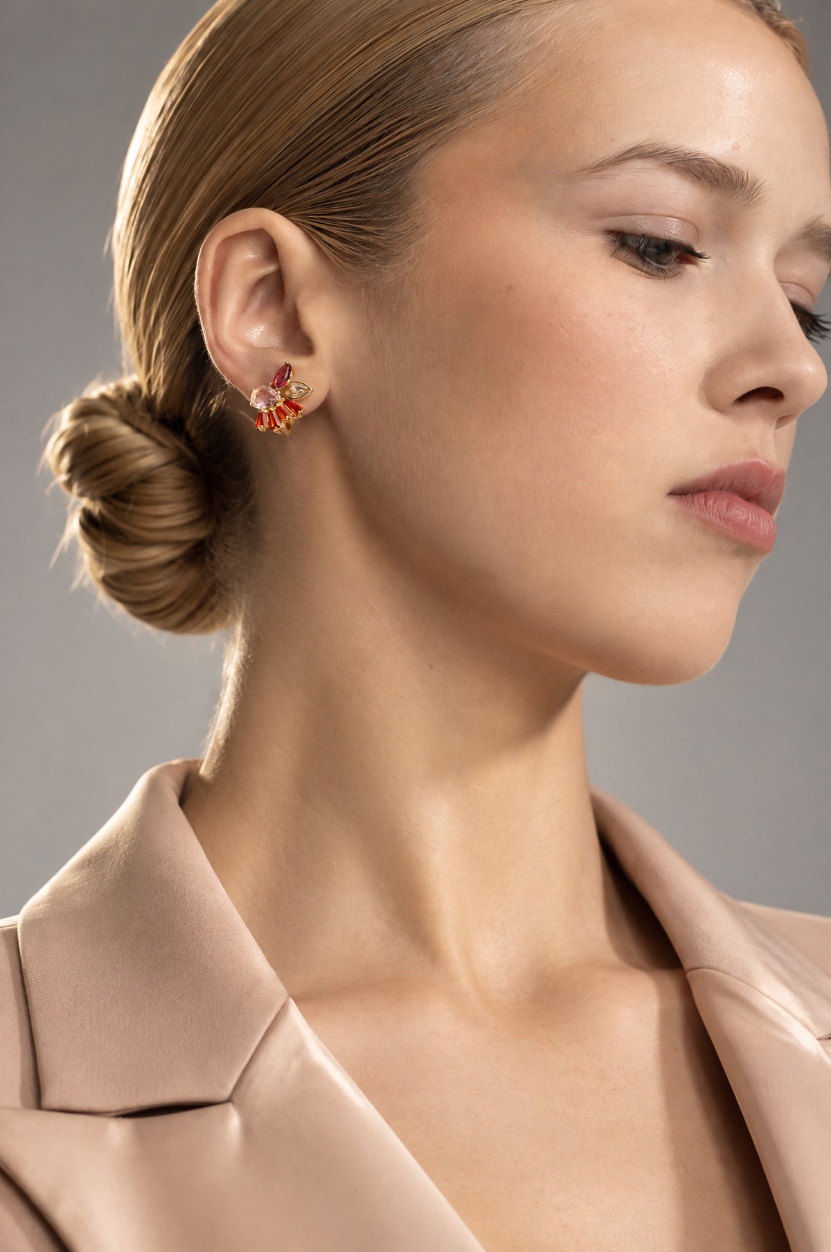 Ursule Gold Multicolour Crystal Cluster Stud Earrings
