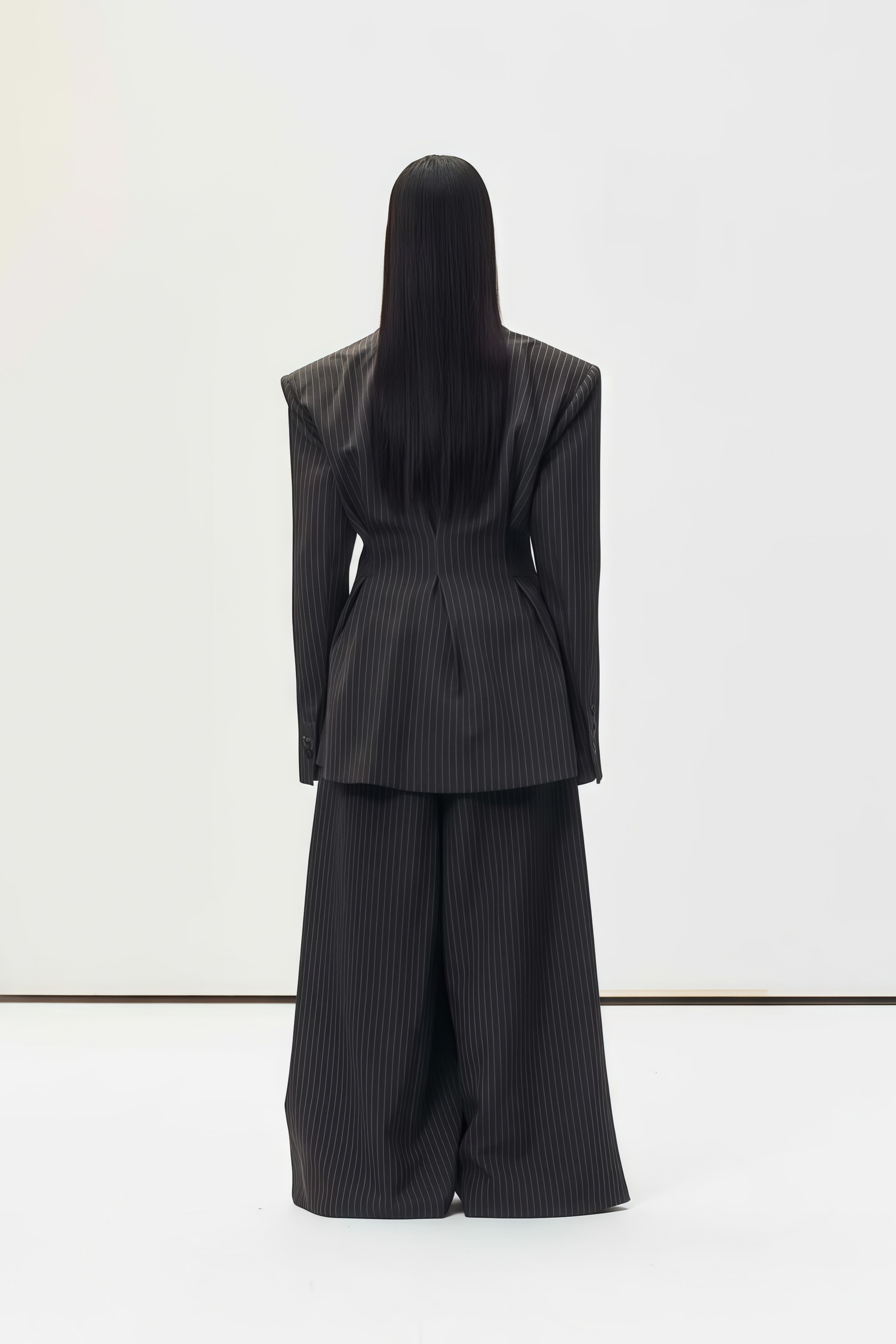 Giovanna Grey Pinstriped Blazer & Trousers Set