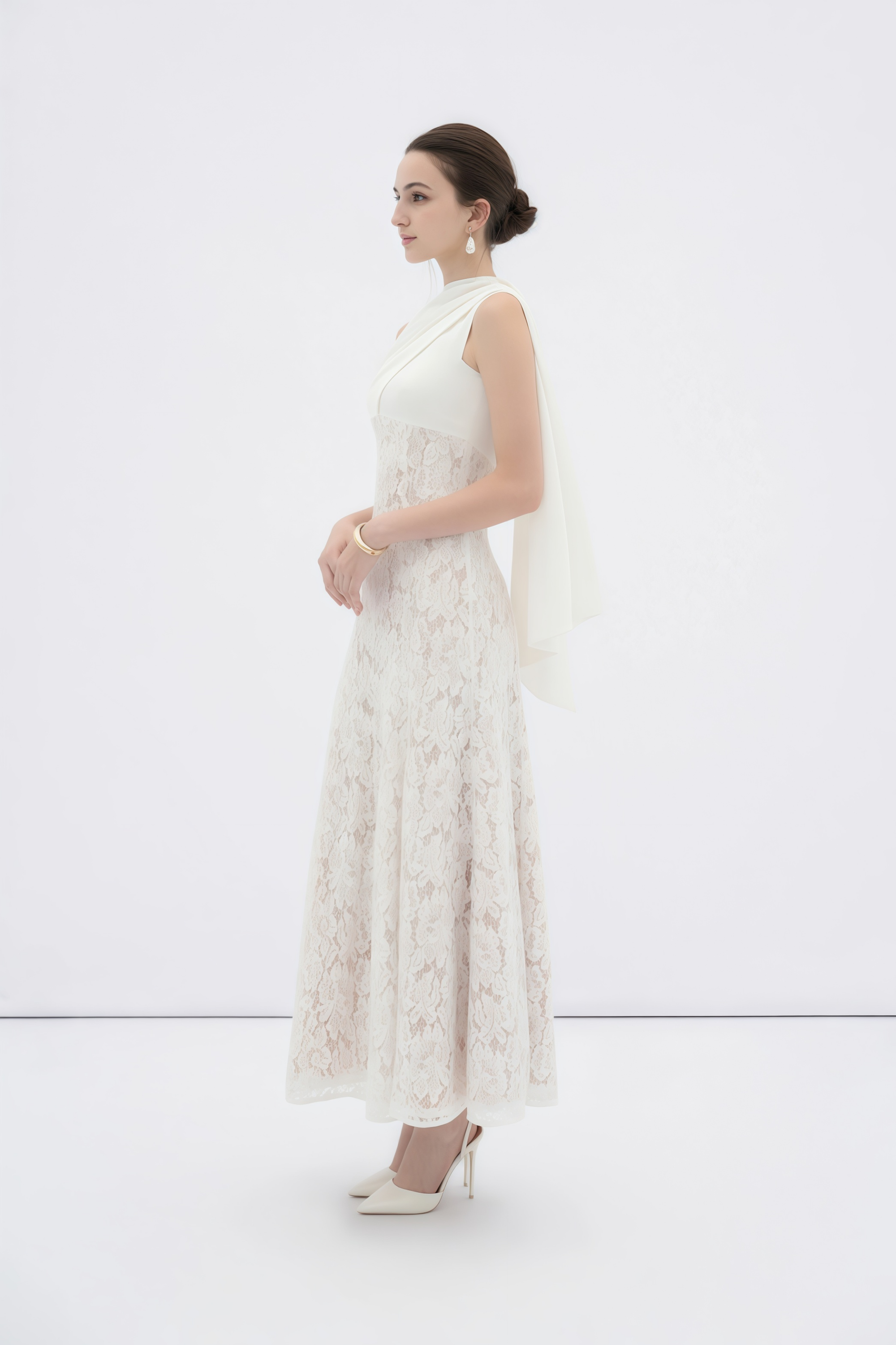 Marzia White Ribbon Detail Floral Lace Maxi Dress (Final Sale-US Only)
