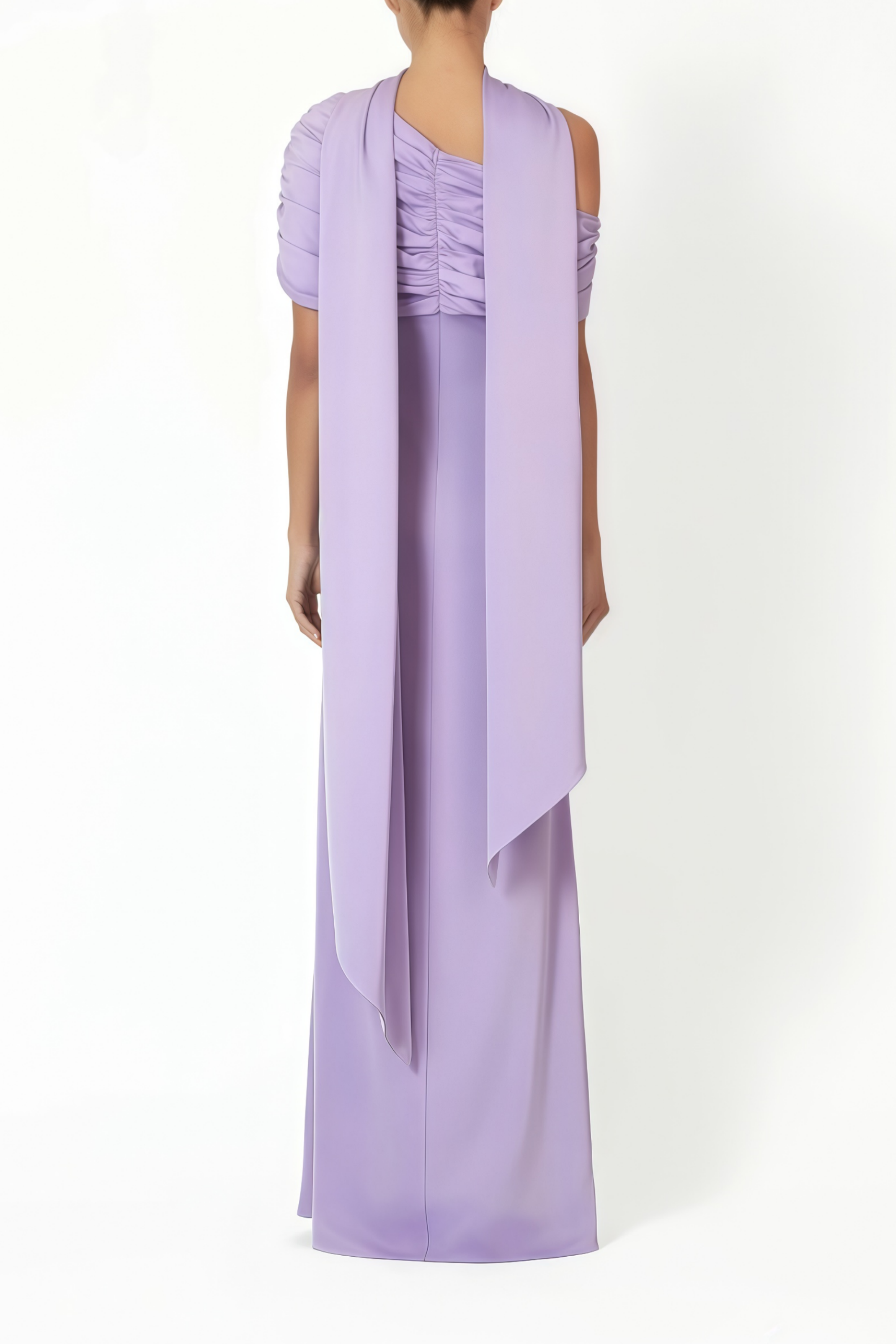 Benedetta Lilac One Shoulder Satin Maxi Dress