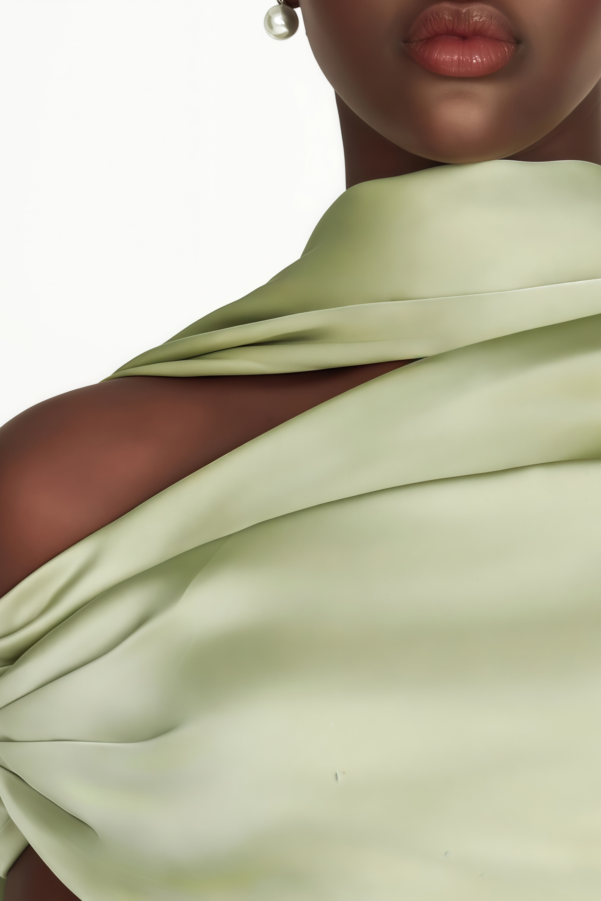 Benedetta Green One Shoulder Satin Maxi Dress (Final Sale-US Only)