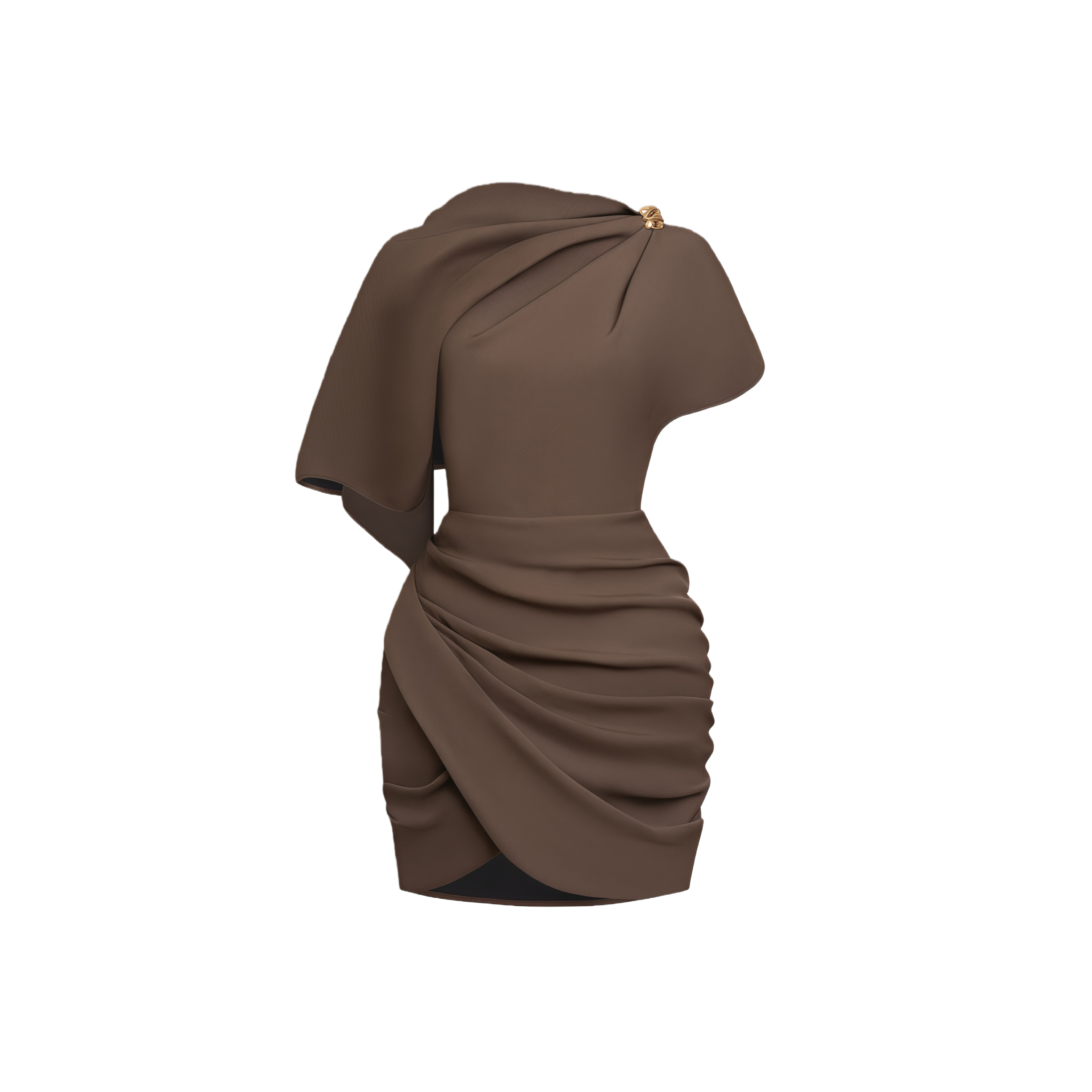 Francesca Brown Asymmetrical Gathered Mini Dress