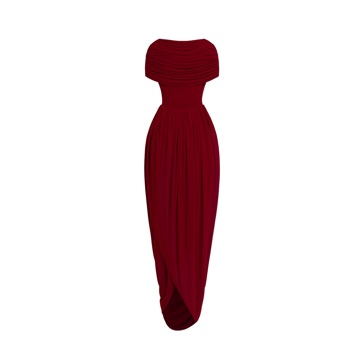Gianna Burgundy Shawl Design Draped Maxi Dress (Final Sale-US Only)