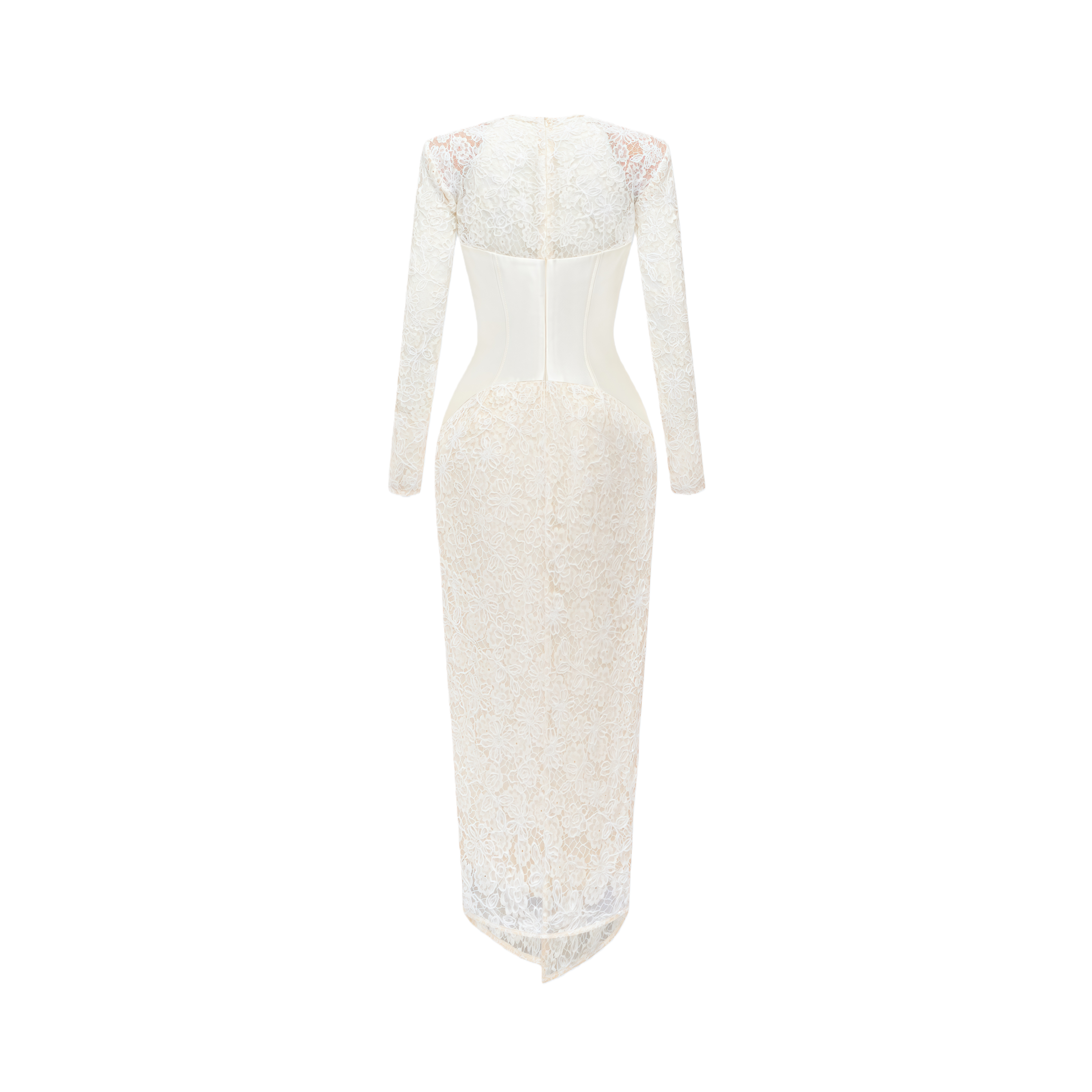 Oona White Floral Lace Pencil Midi Dress