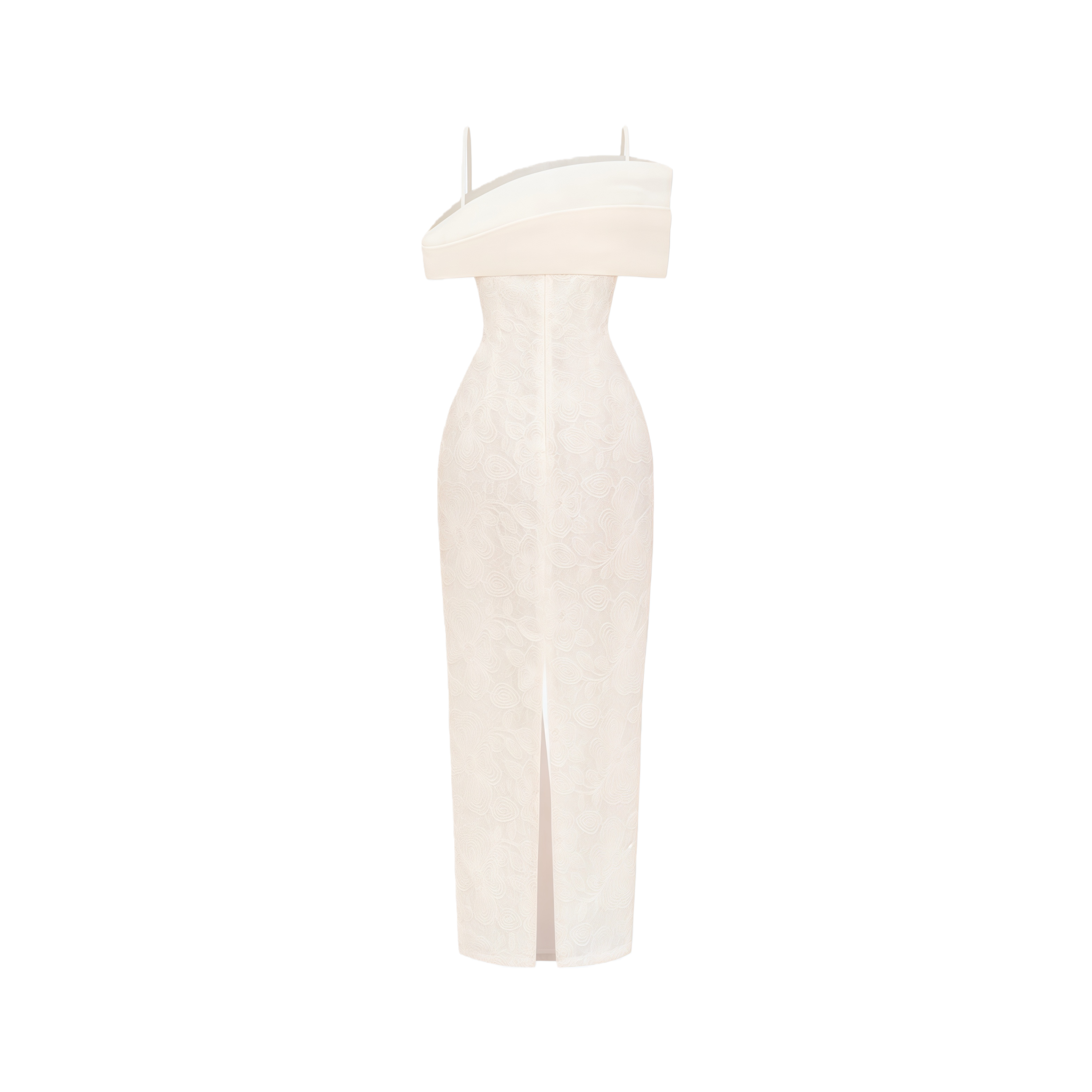 Ortensia Neutral Floral Lace Pencil Maxi Dress