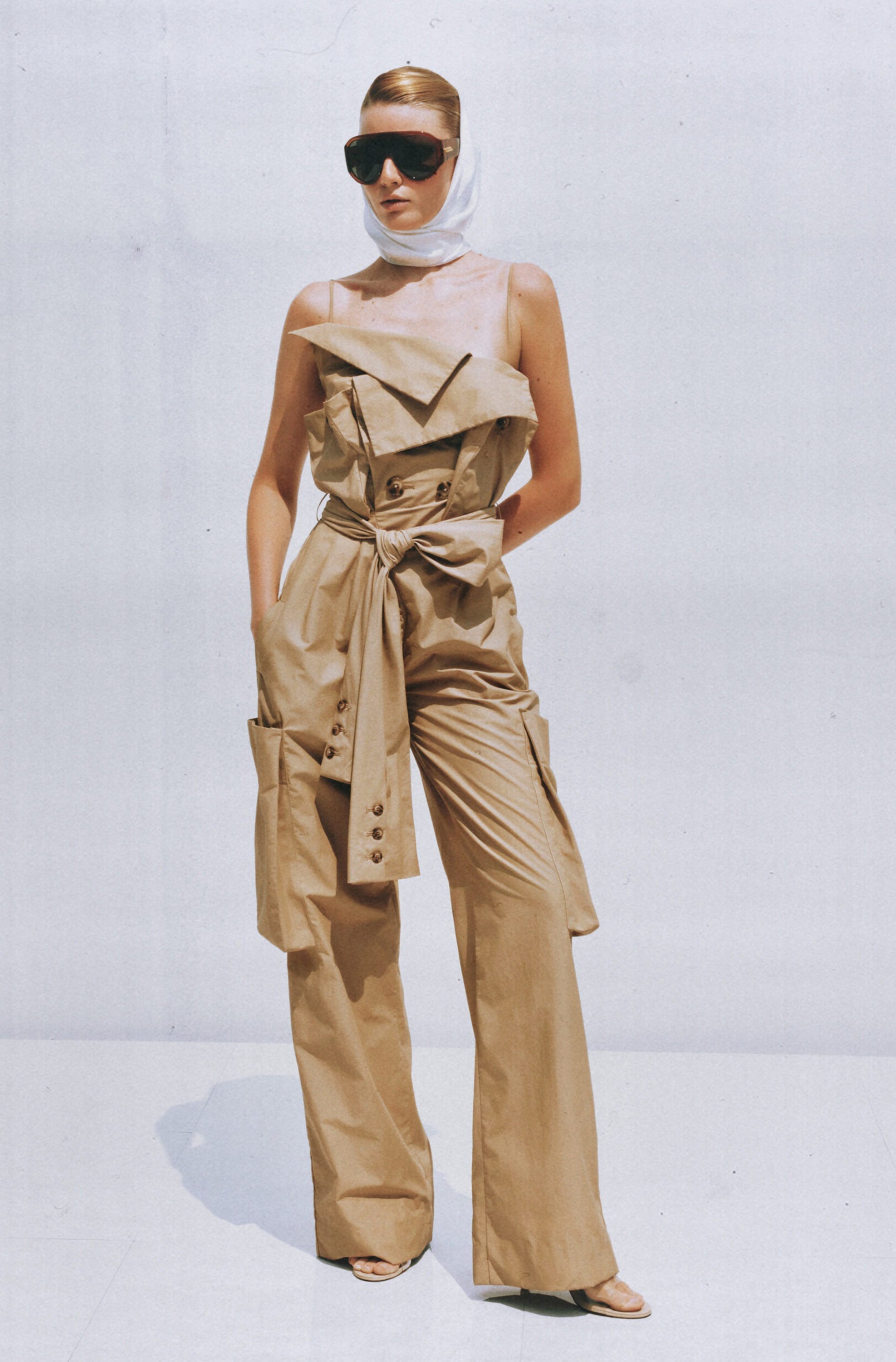 Nanette Khaki Asymmetrical Double Breasted Jumpsuit
