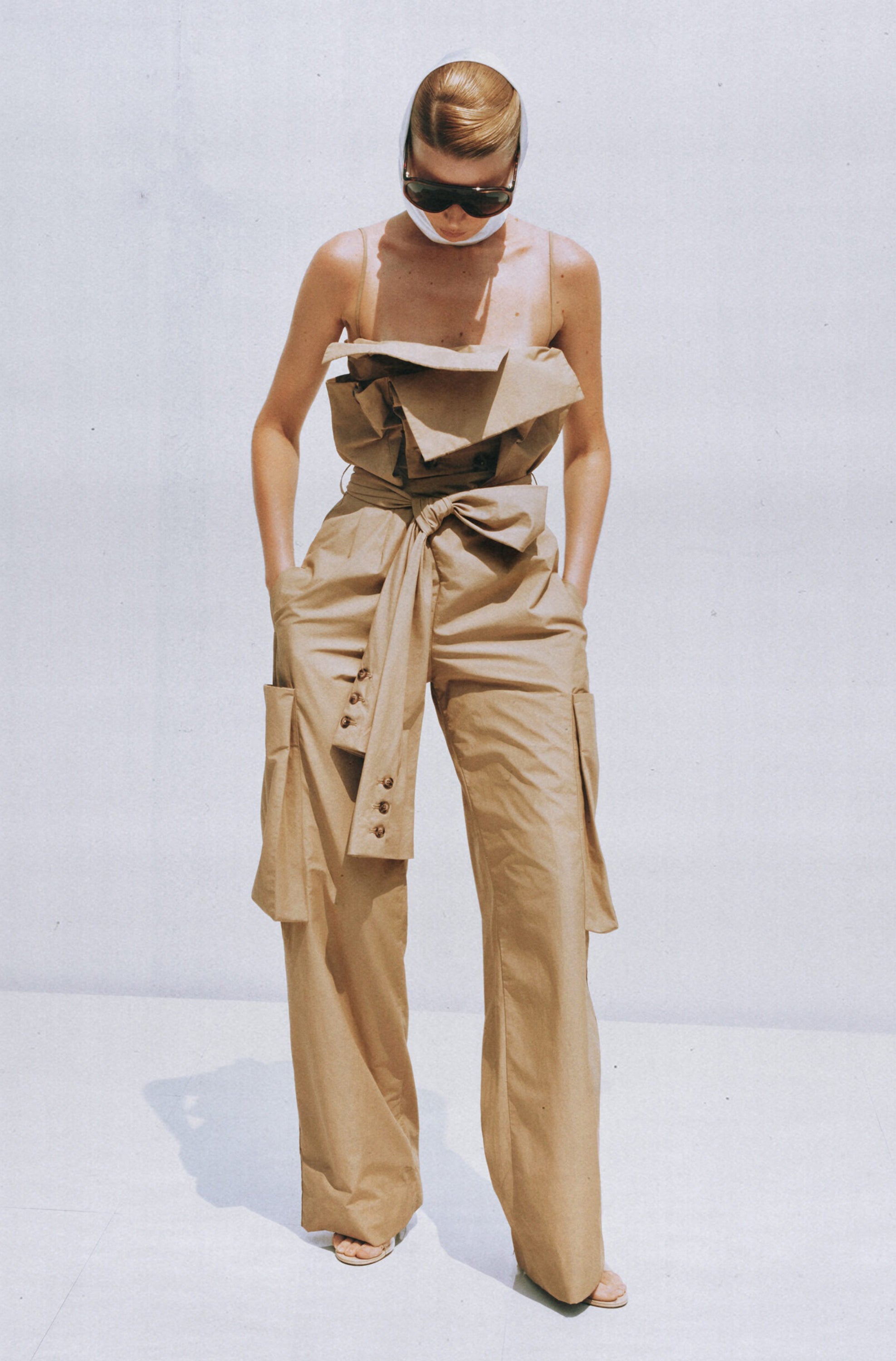 Nanette Khaki Asymmetrical Double Breasted Jumpsuit
