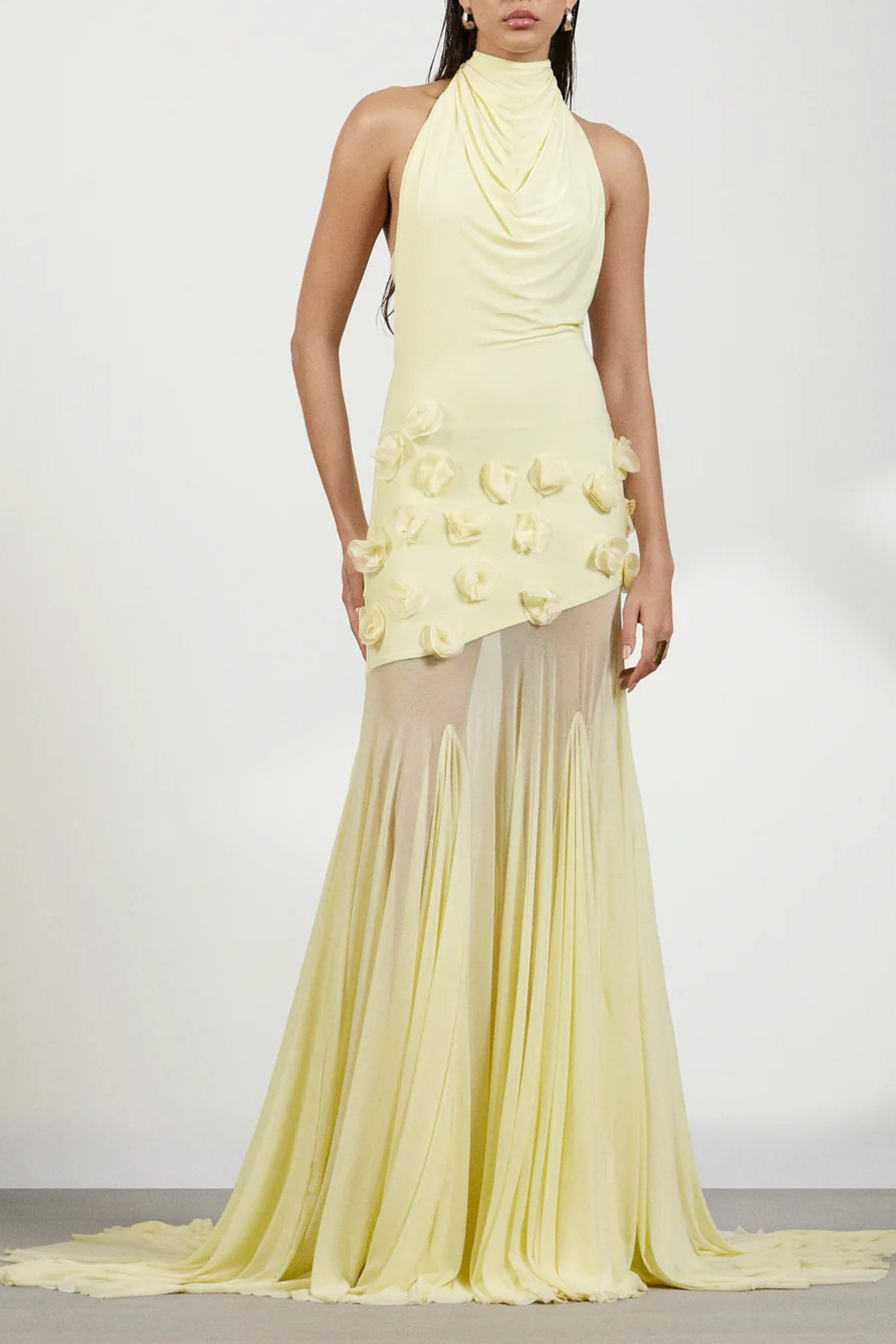 Yvette Yellow 3D Petal Mermaid Maxi Dress