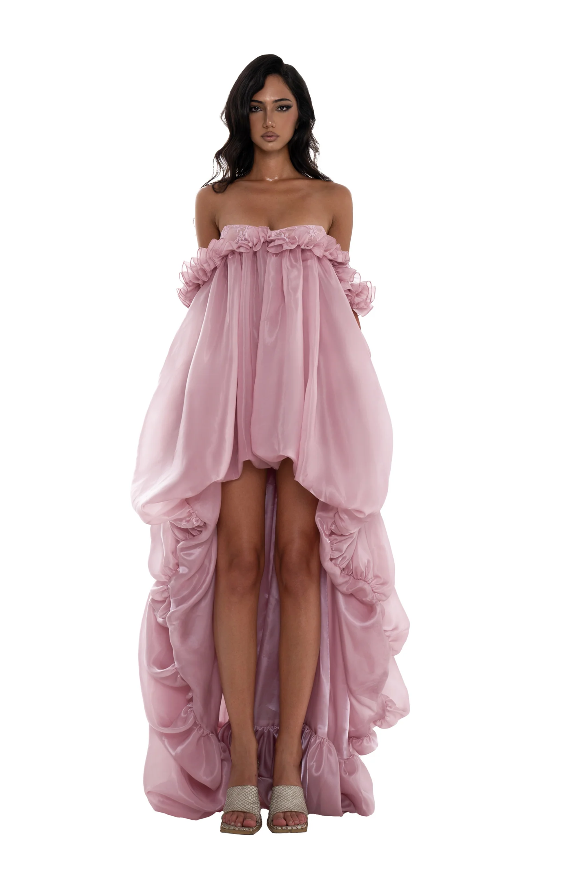 Brooklyn Pink Glossy Bubble Hem Mini Dress (Final Sale-US Only)