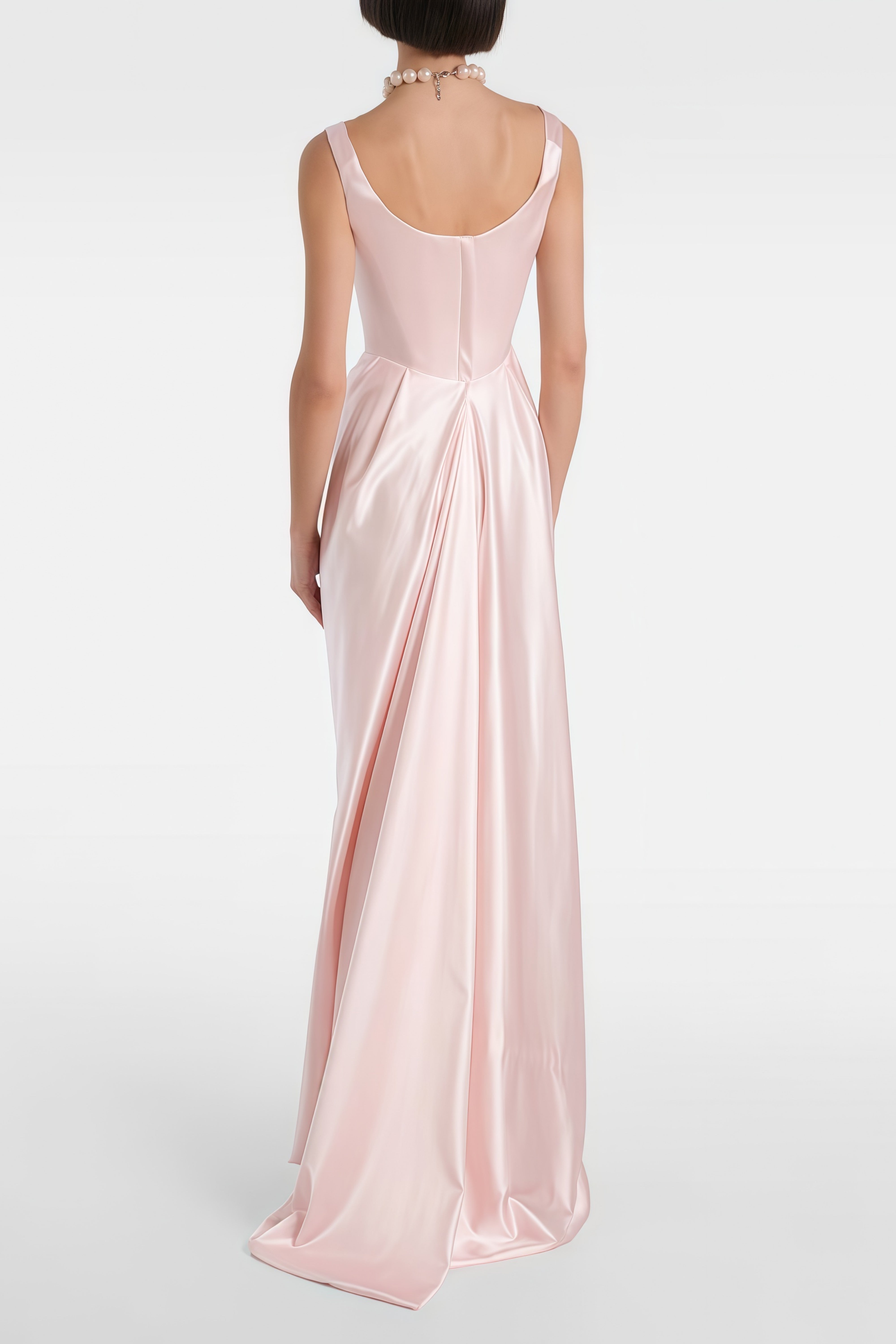 Fiona Pink Satin Square Neck Maxi Dress (Final Sale-US Only)