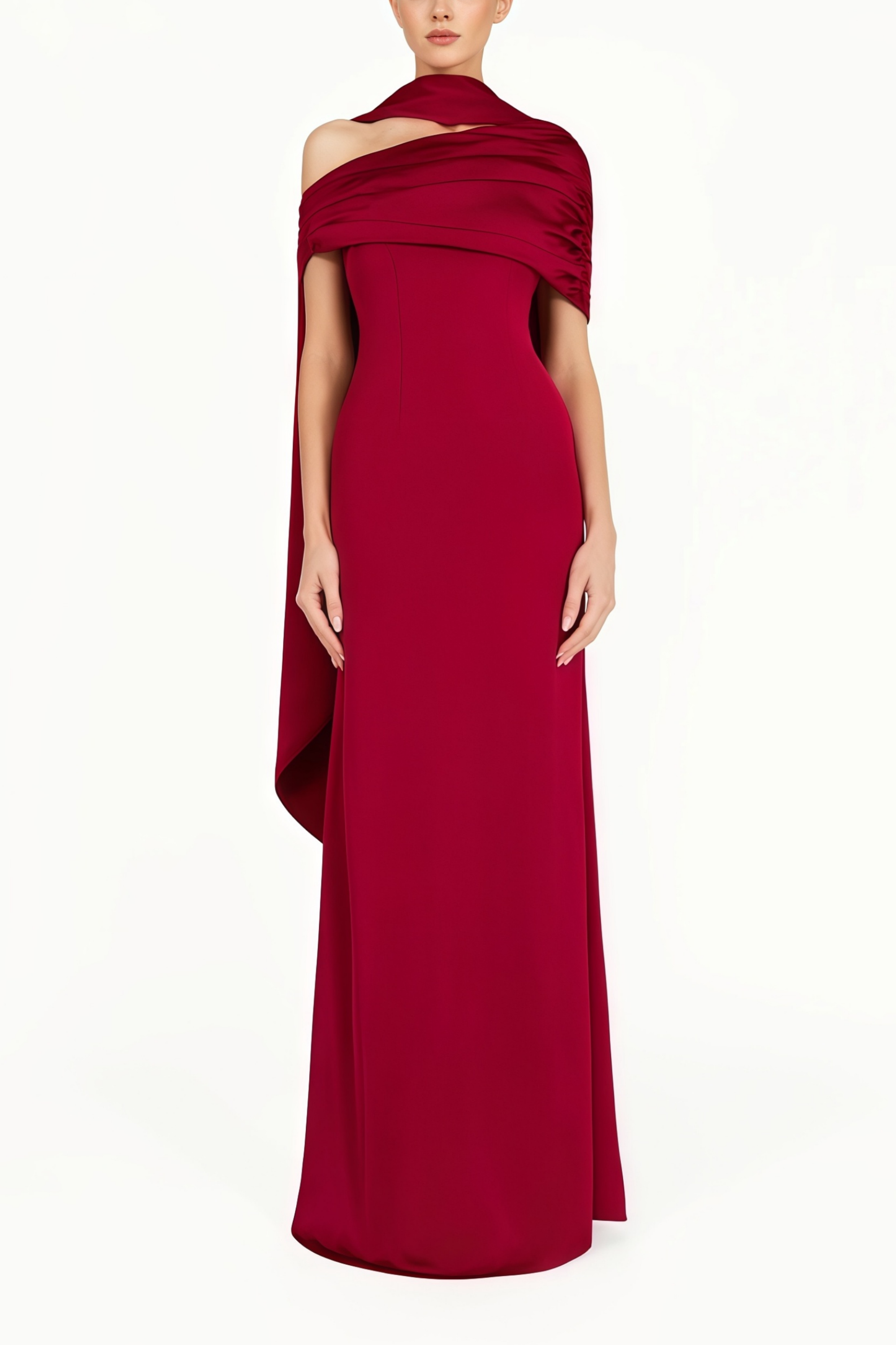 Benedetta Red One Shoulder Satin Maxi Dress