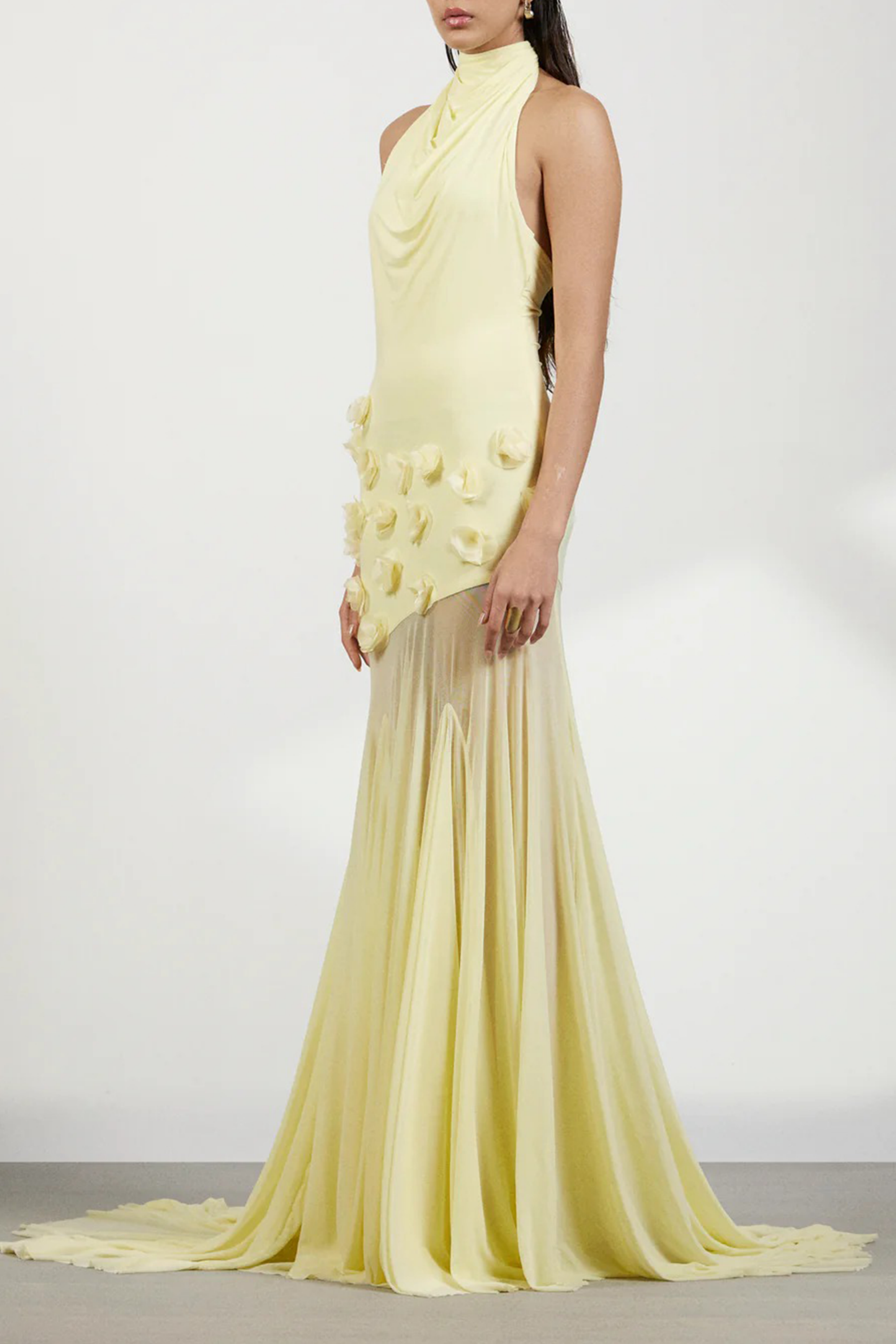 Yvette Yellow 3D Petal Mermaid Maxi Dress