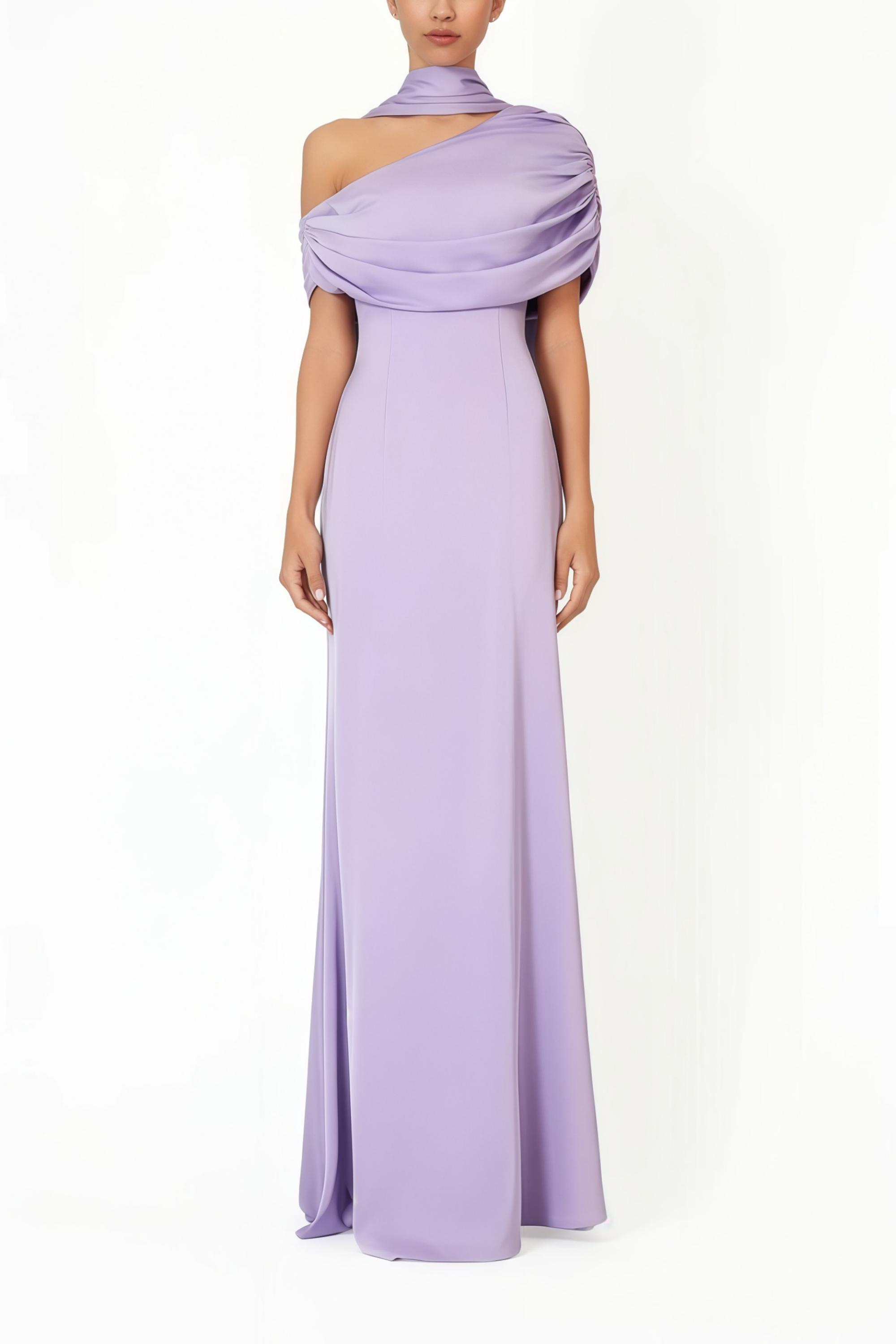 Benedetta Lilac One Shoulder Satin Maxi Dress (Final Sale-US Only)