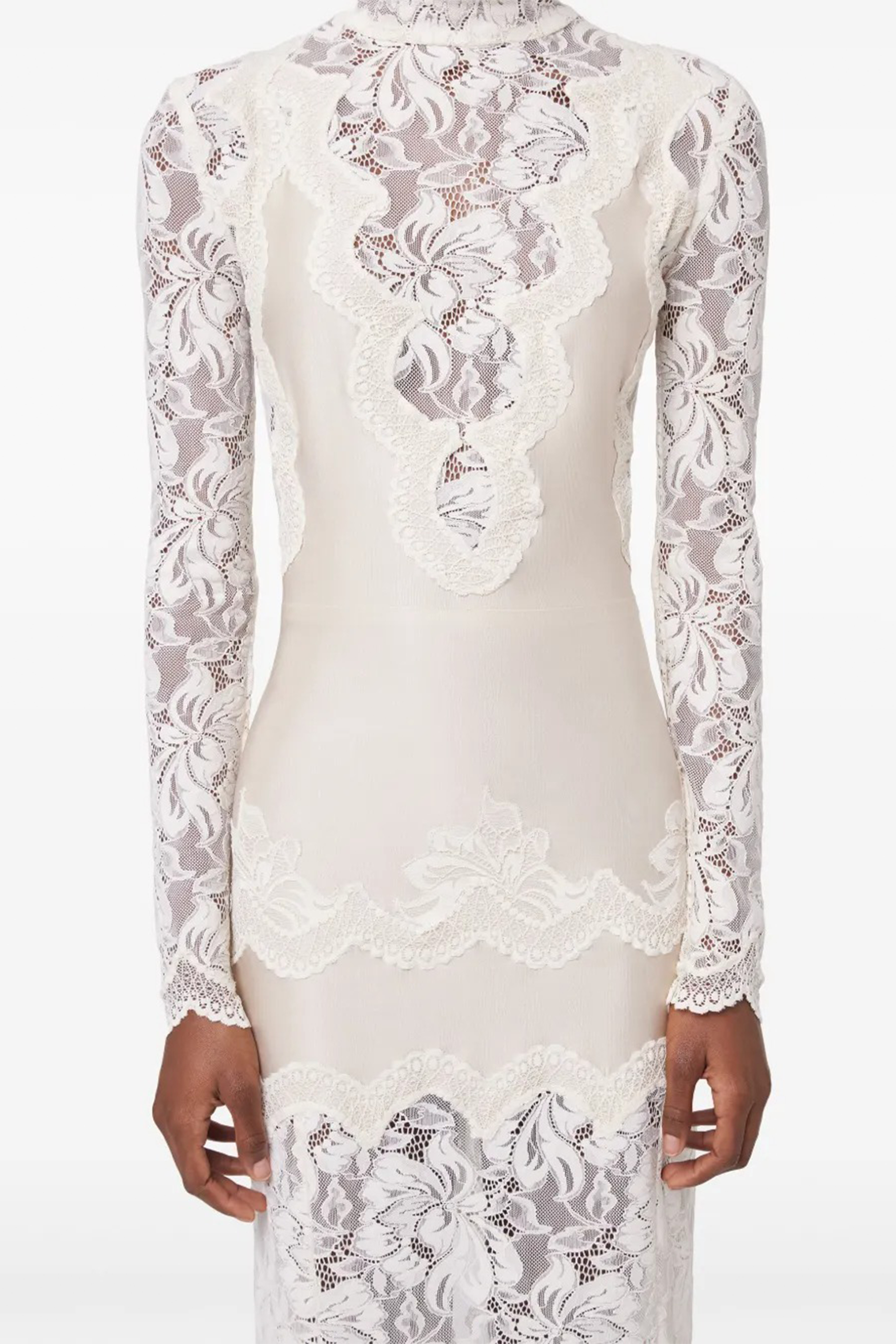 Airelle White Satin Panel Lace Maxi Dress
