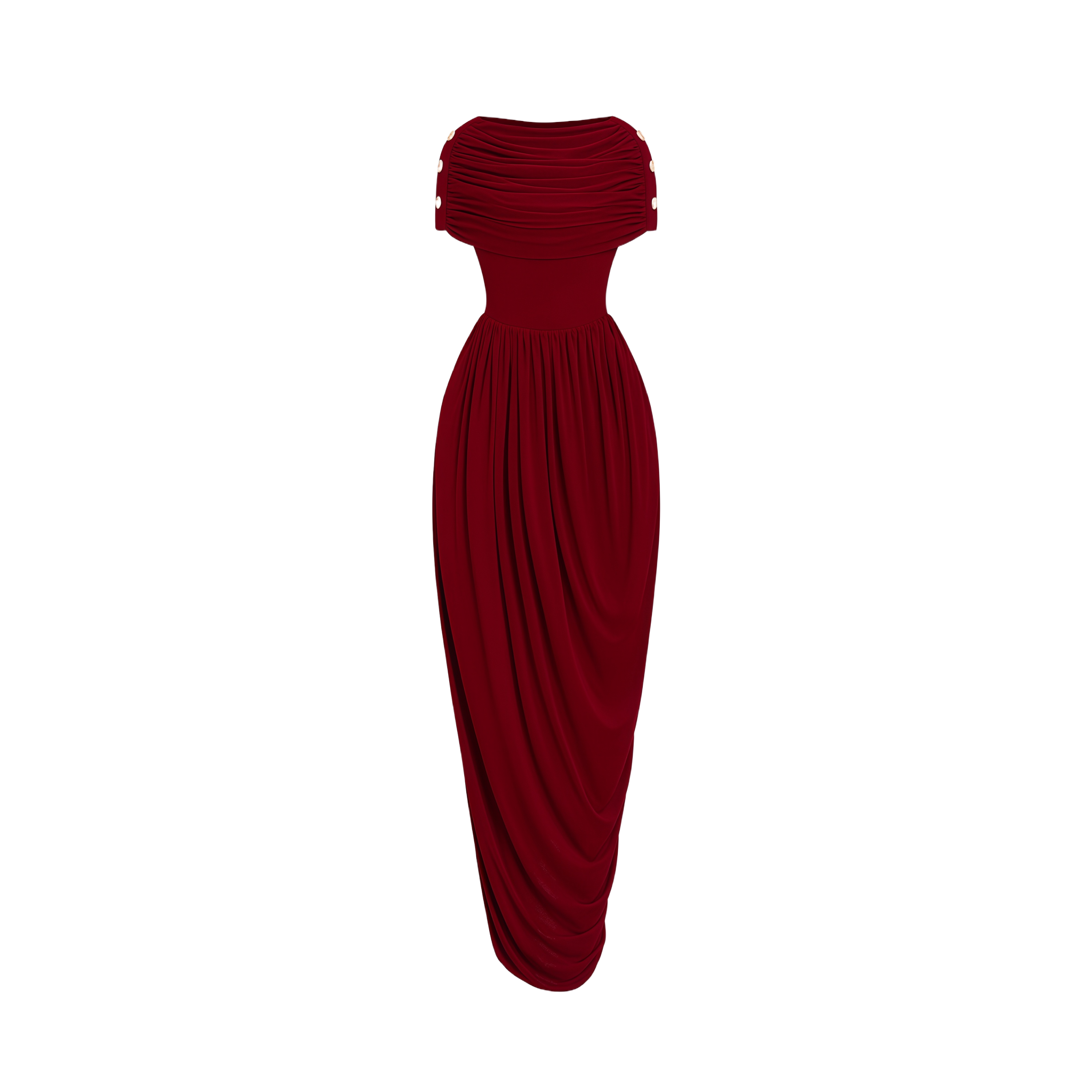 Gianna Burgundy Shawl Design Draped Maxi Dress (Final Sale-US Only)