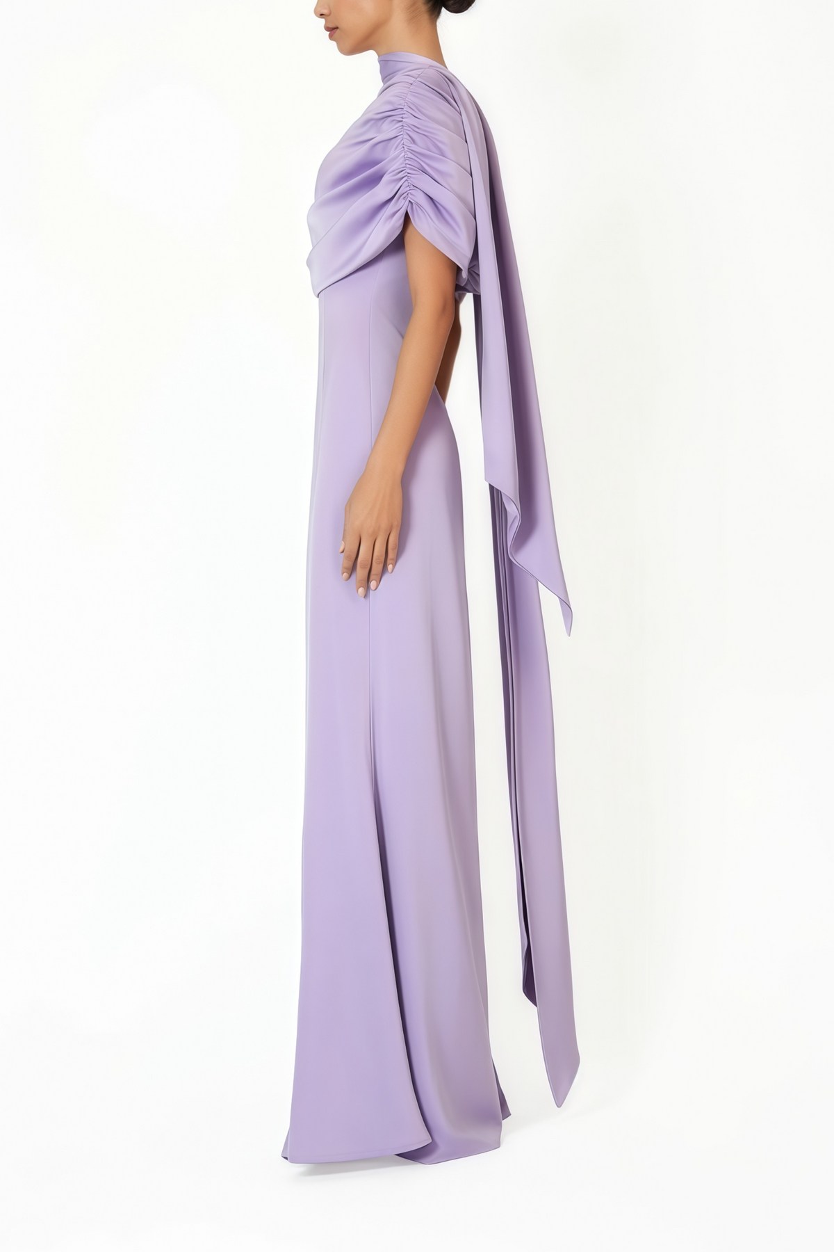 Benedetta Lilac One Shoulder Satin Maxi Dress (Final Sale-US Only)