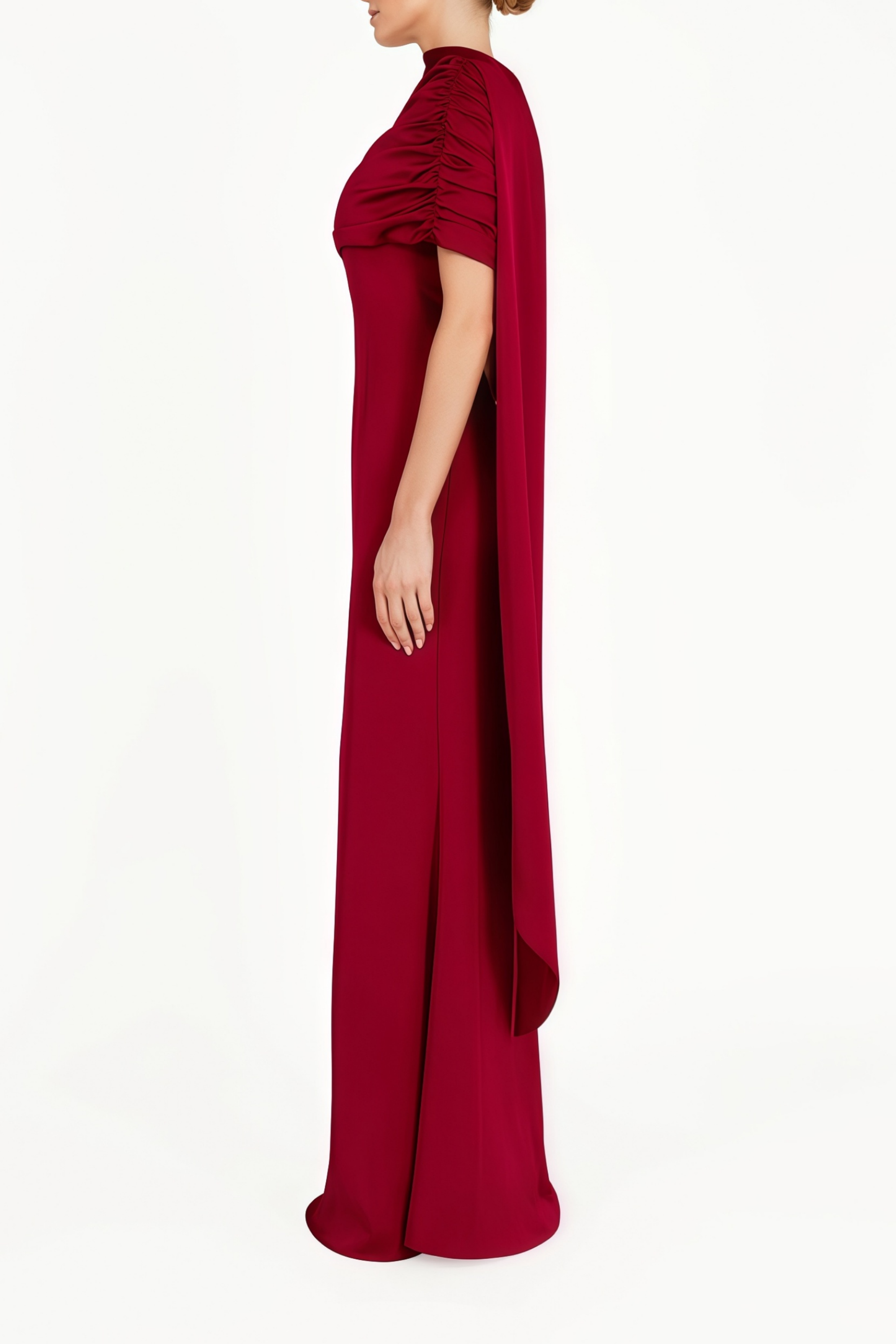 Benedetta Red One Shoulder Satin Maxi Dress