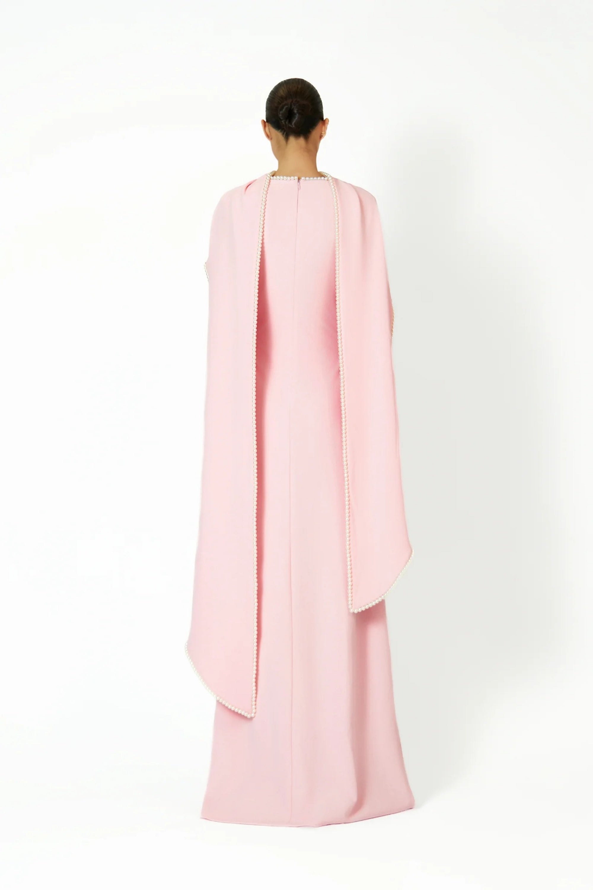 Piroska Pink Pearl Trim Shawl Detail Maxi Dress (Final Sale-US Only)
