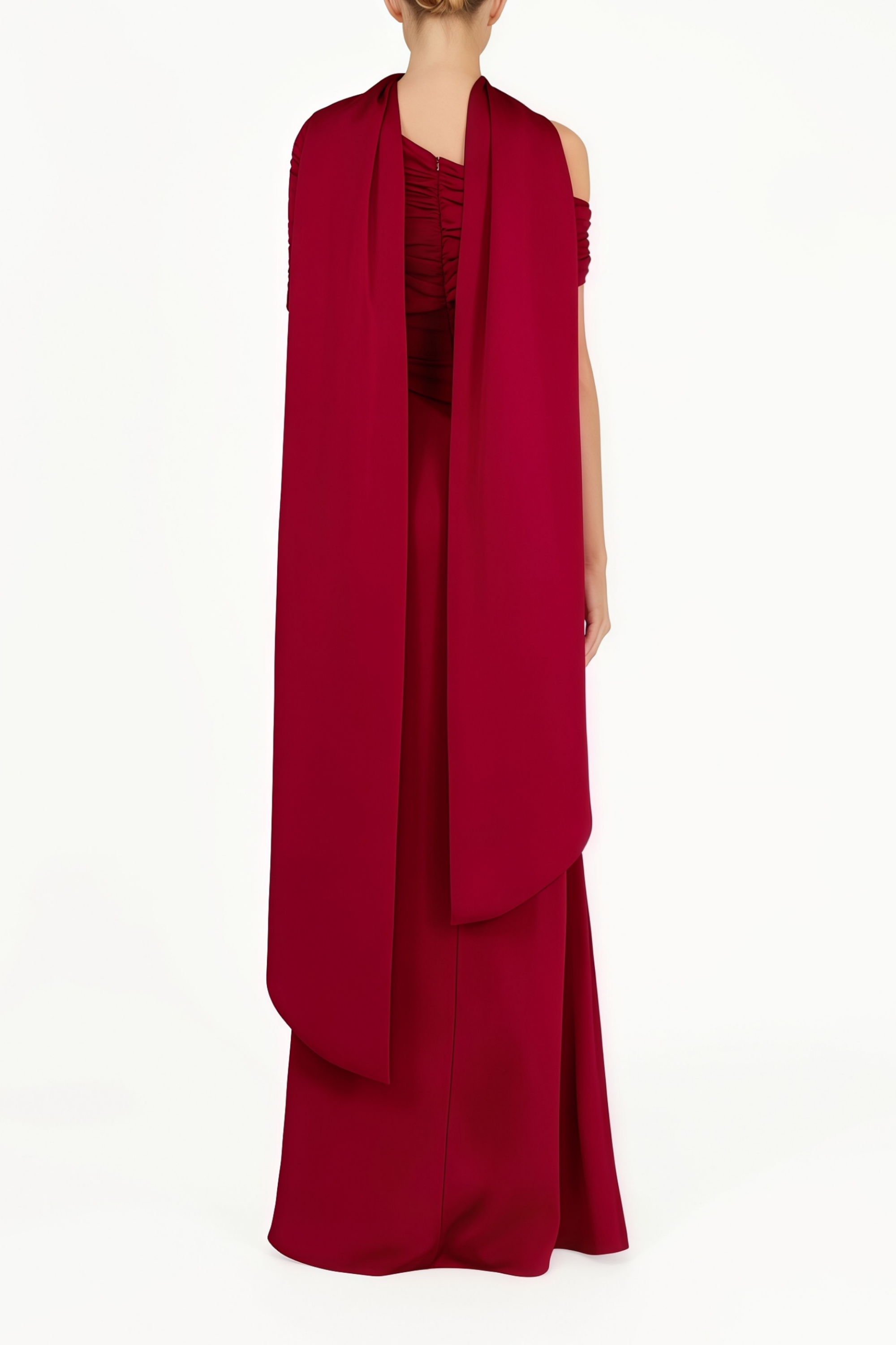 Benedetta Red One Shoulder Satin Maxi Dress