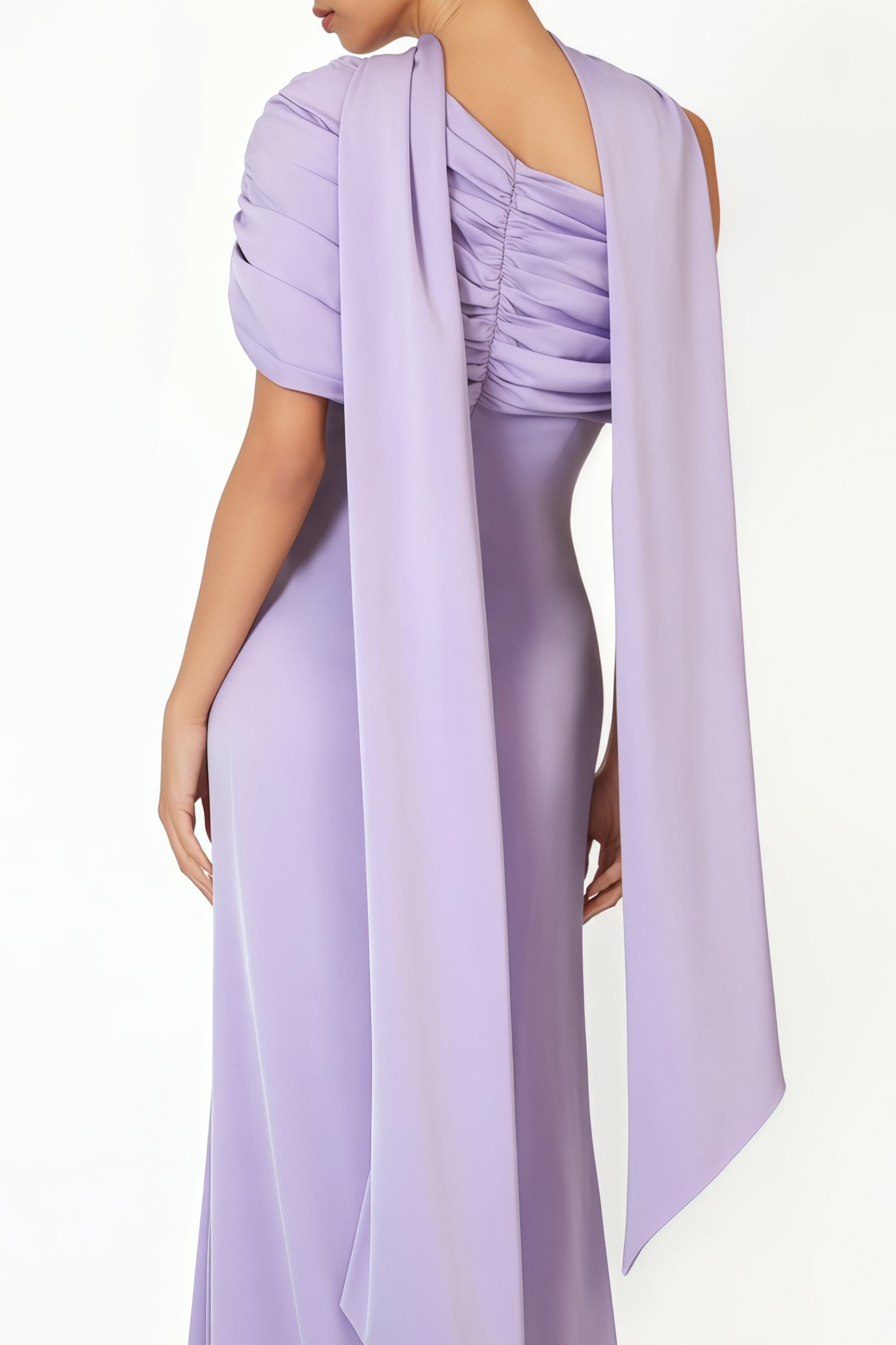 Benedetta Lilac One Shoulder Satin Maxi Dress
