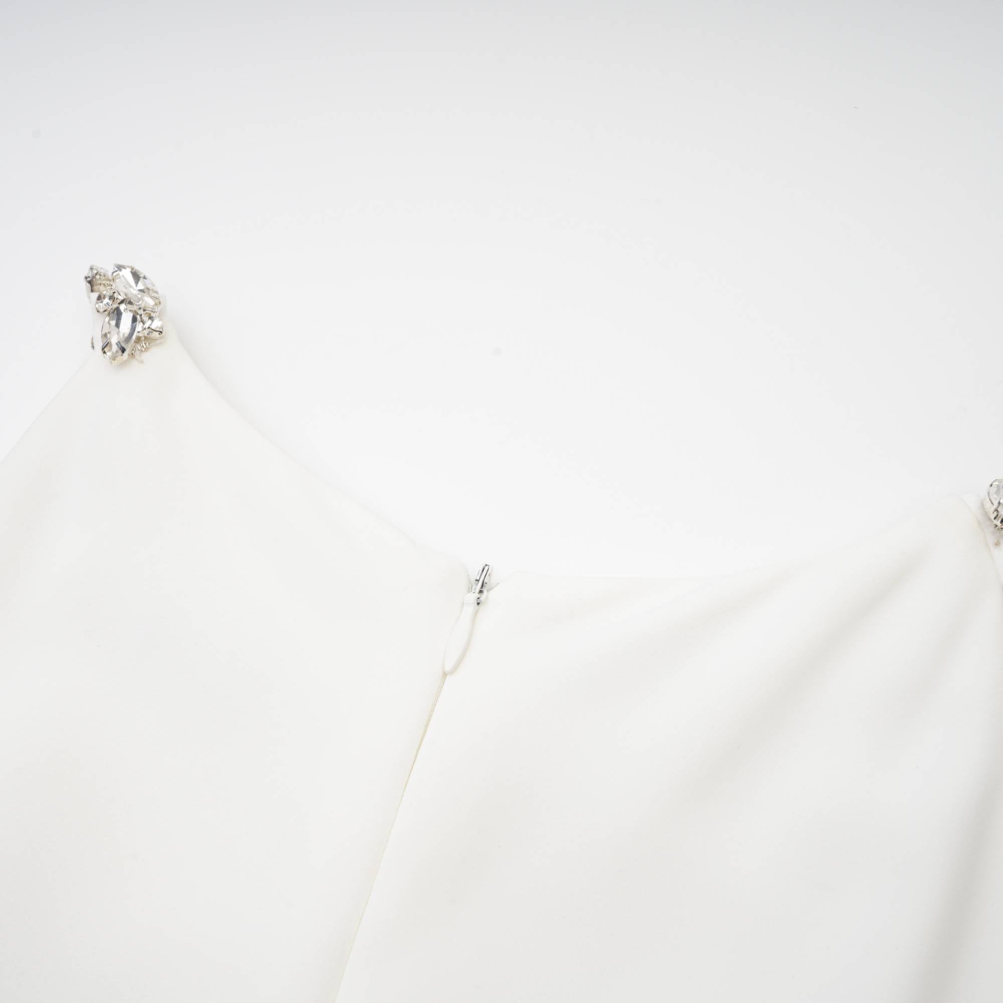 Inès white crystal-embellished midi dress