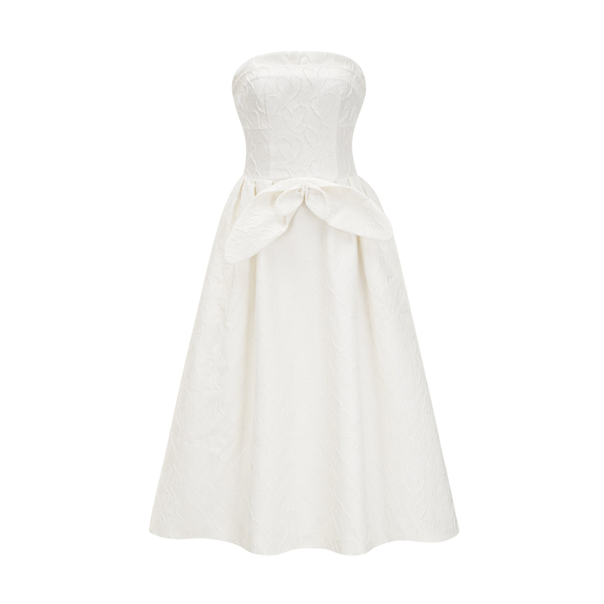 Ingrid white bowknot embroidered midi dress (US Only)