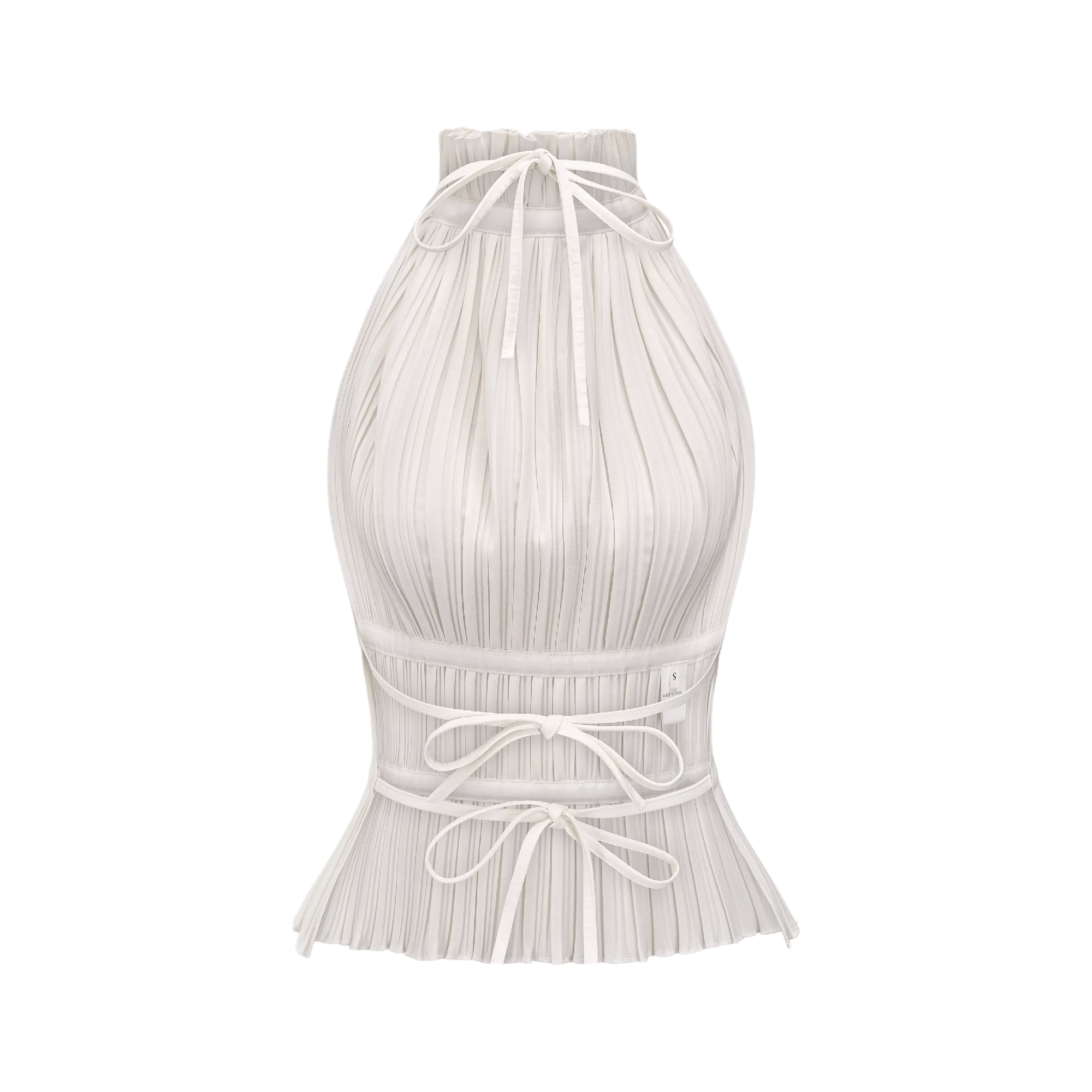 Milisent open-back pleated top & skirt matching set