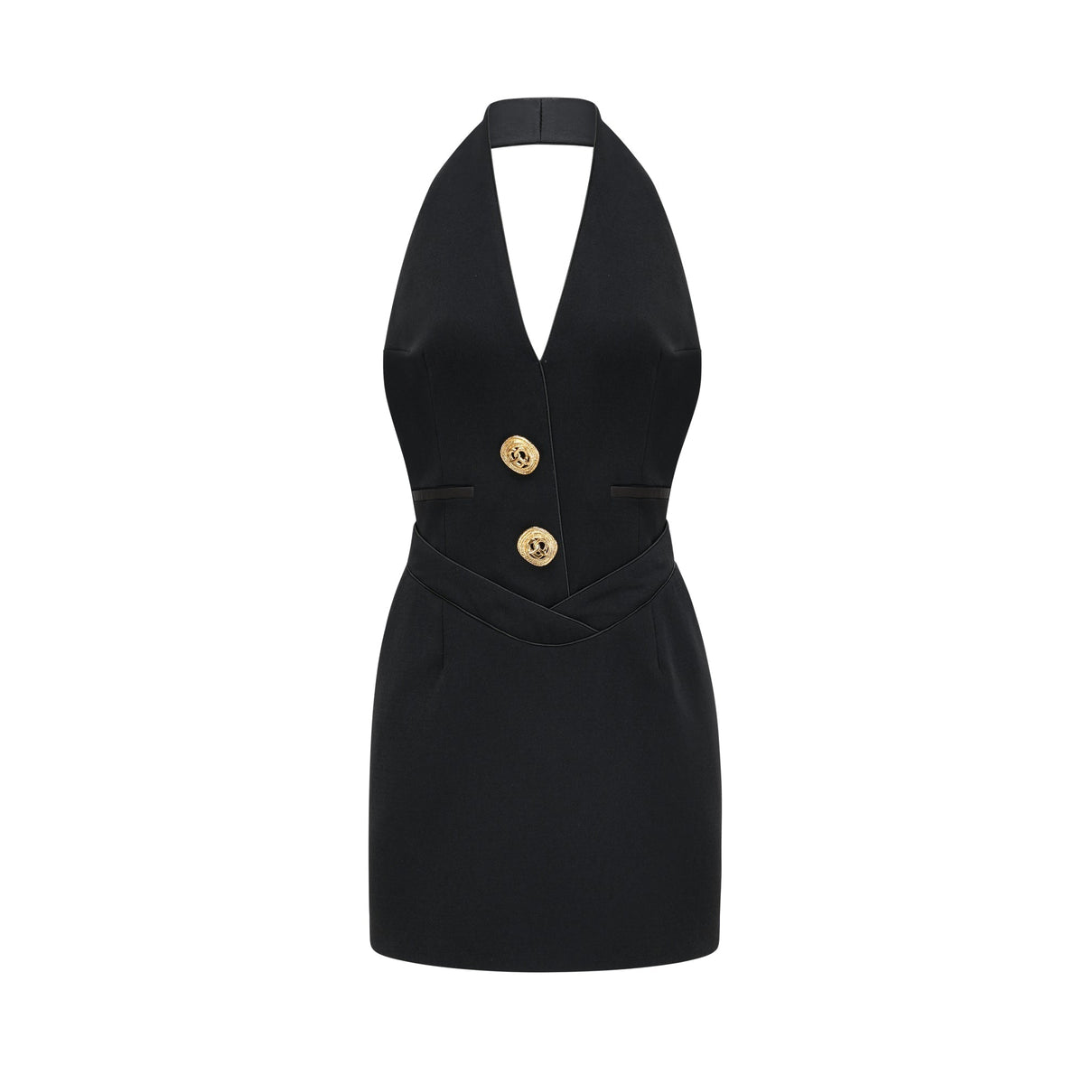Jaques halterneck black mini dress