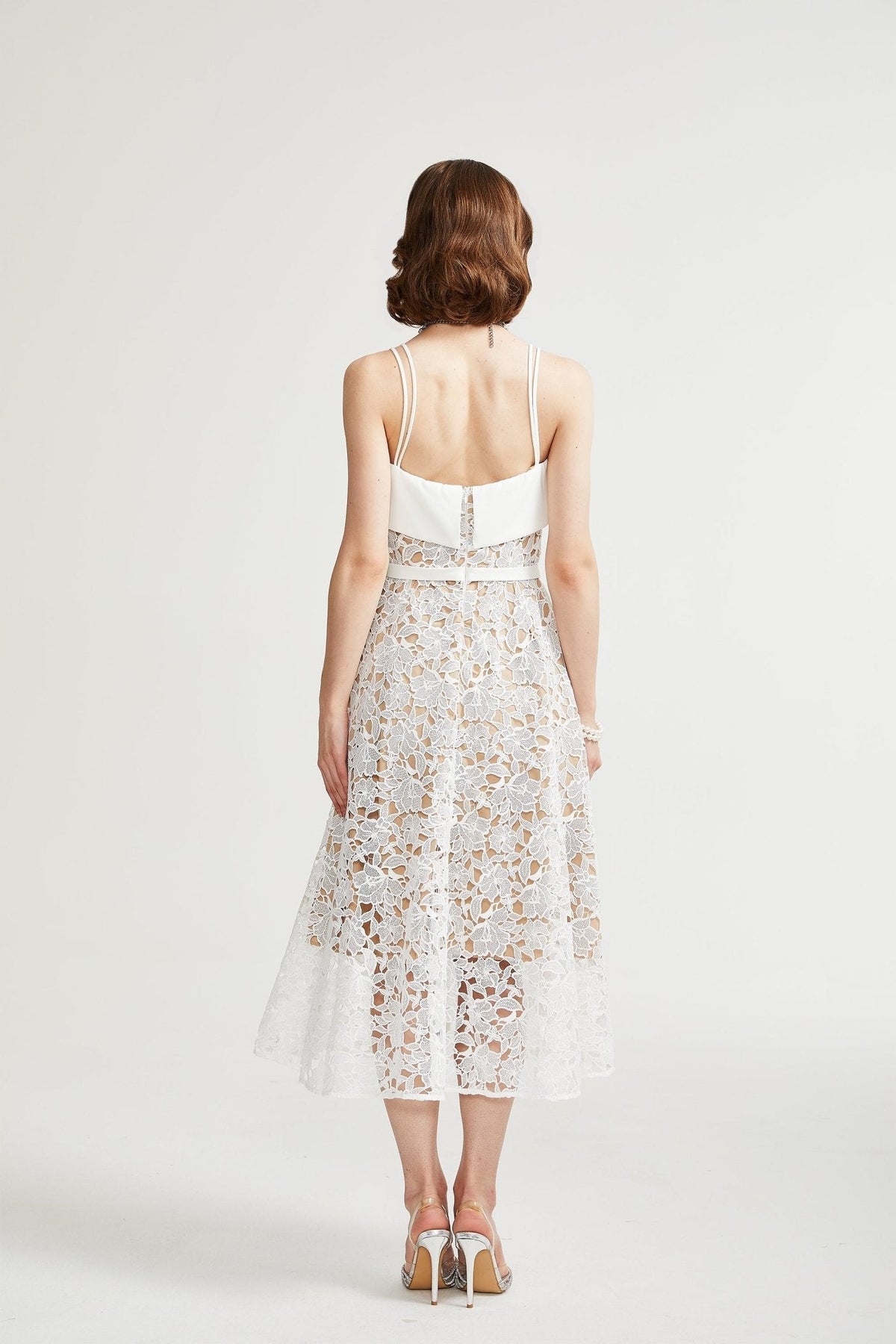 Jorvilda white pierced midi dress - White