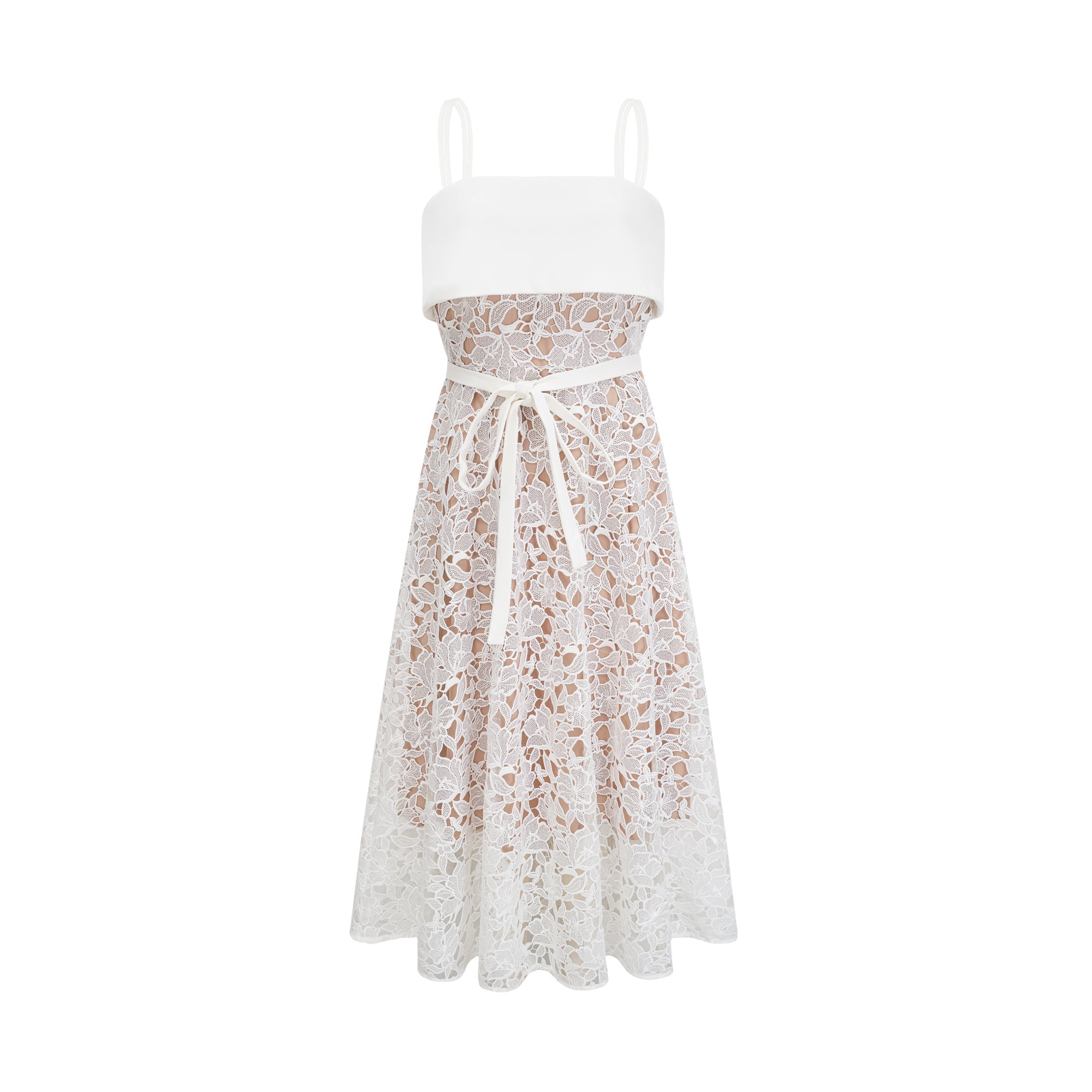 Jorvilda white pierced midi dress - White