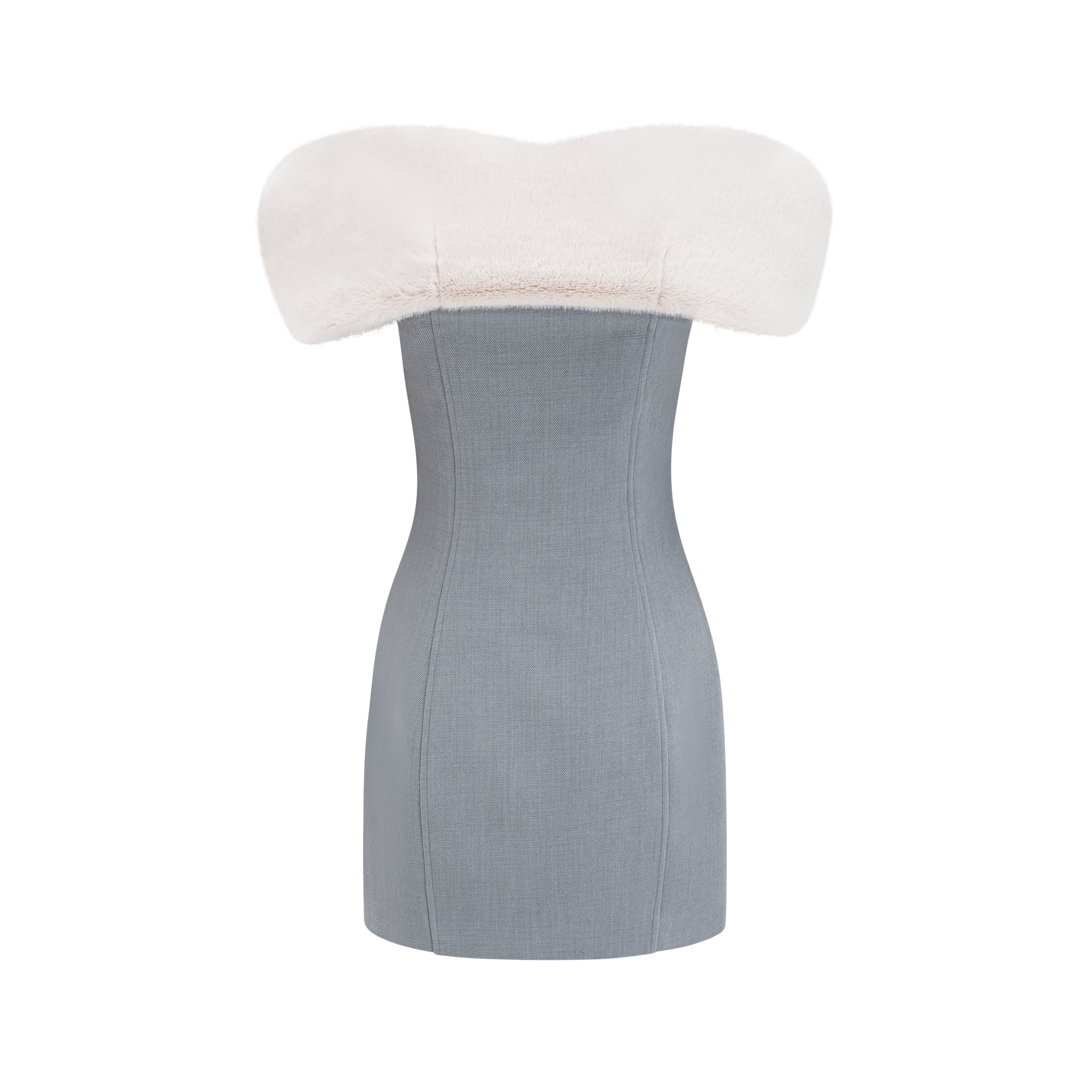 Lina grey faux-fur mini dress