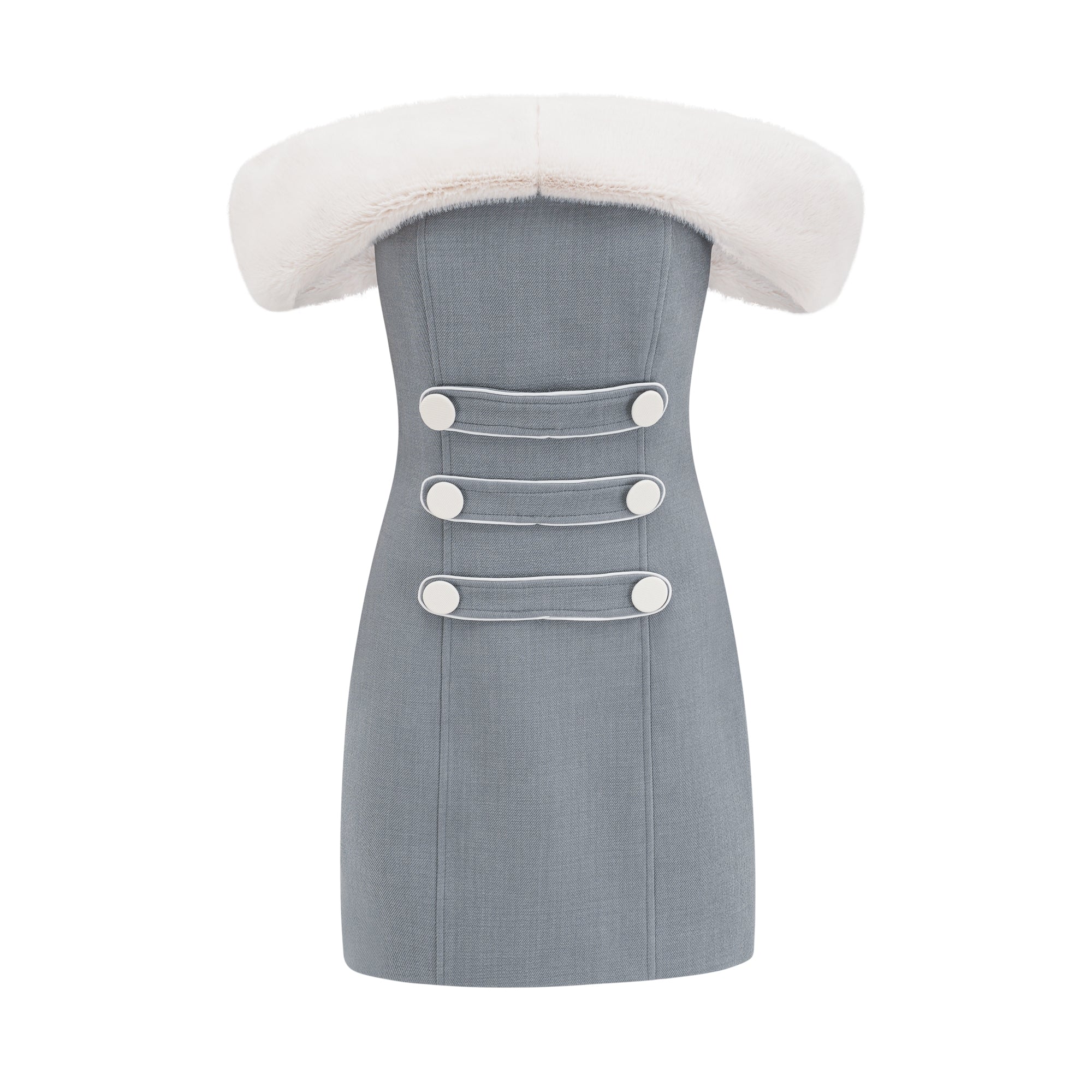 Lina grey faux-fur mini dress