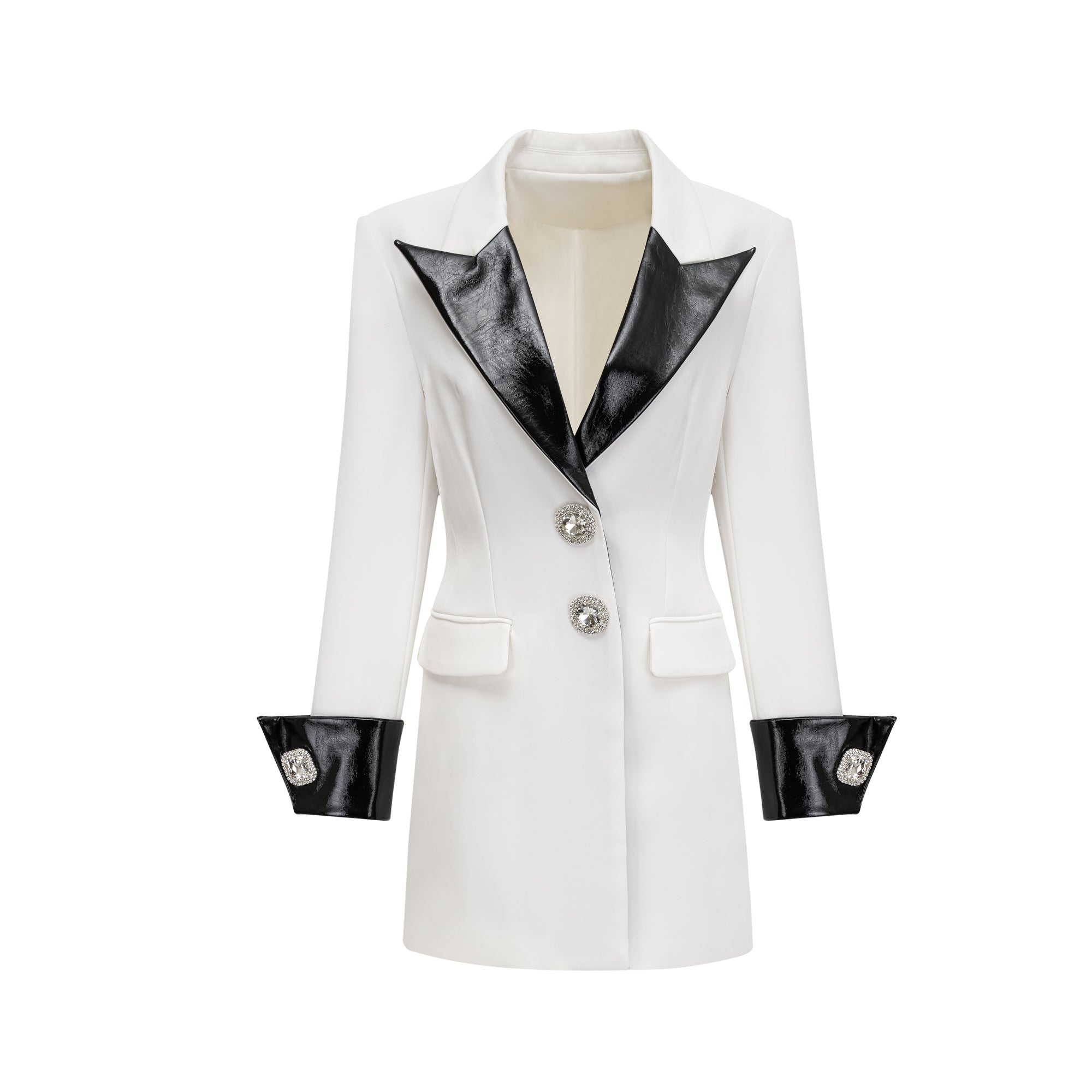 Louise crystal-button single-breasted coat (US Only)