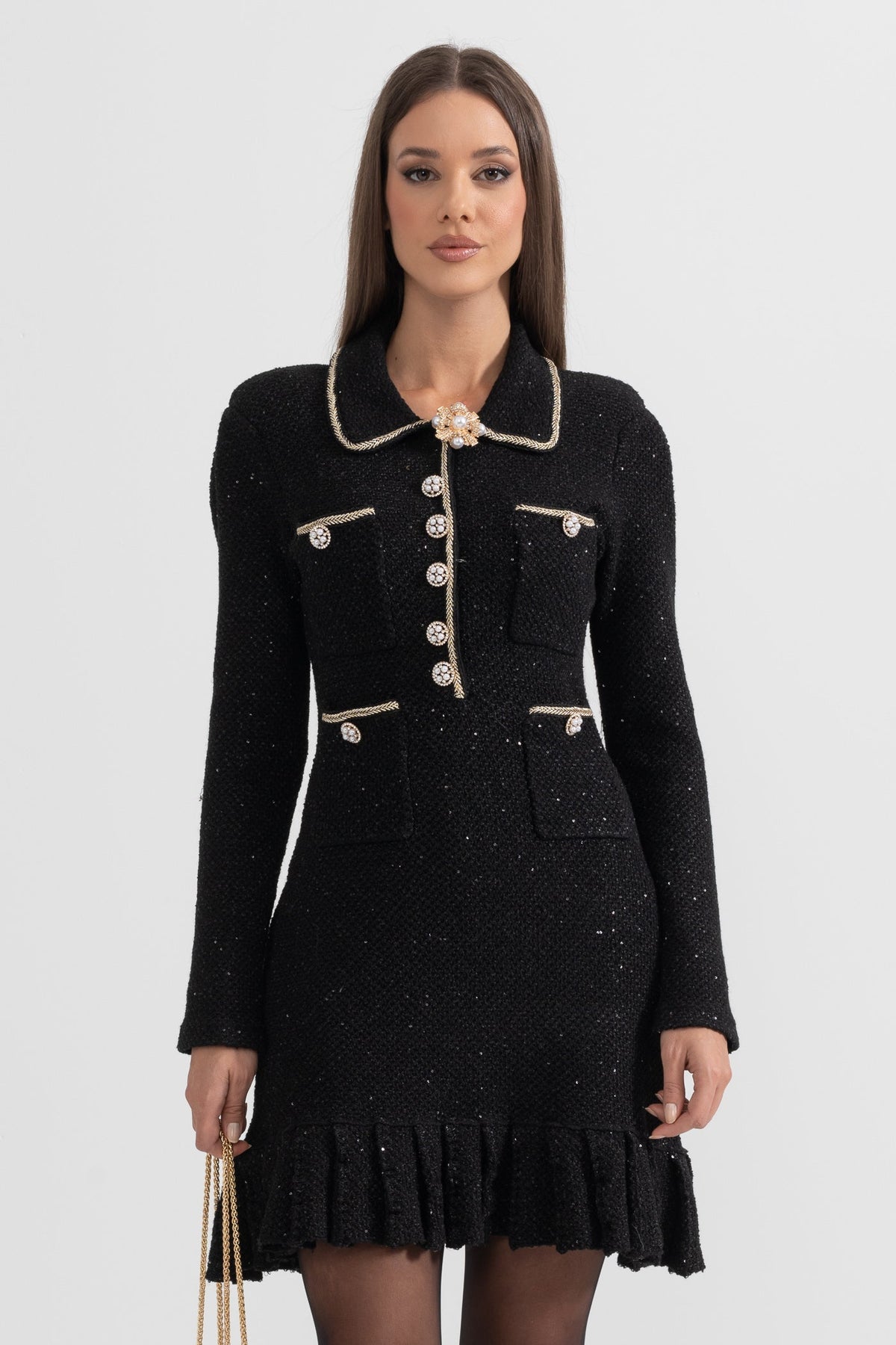 Esmee Black Knit Textured Dress