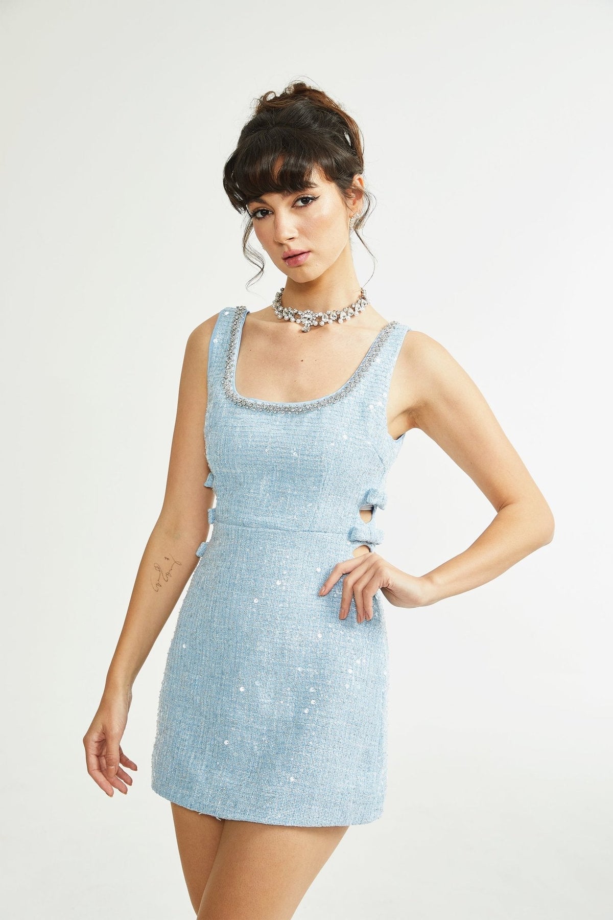 Manon white tweed sequined mini dress (UK Only)