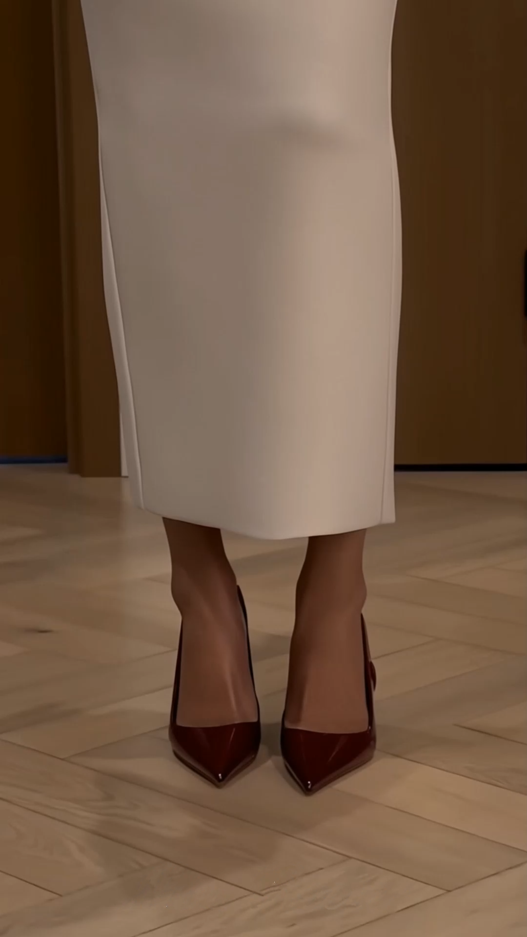 marietta neutral structured blazer & pencil midi skirt set