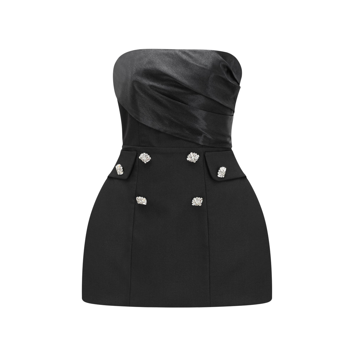 Mealla black crystal-button flared mini dress ( Final Sale-US Only)