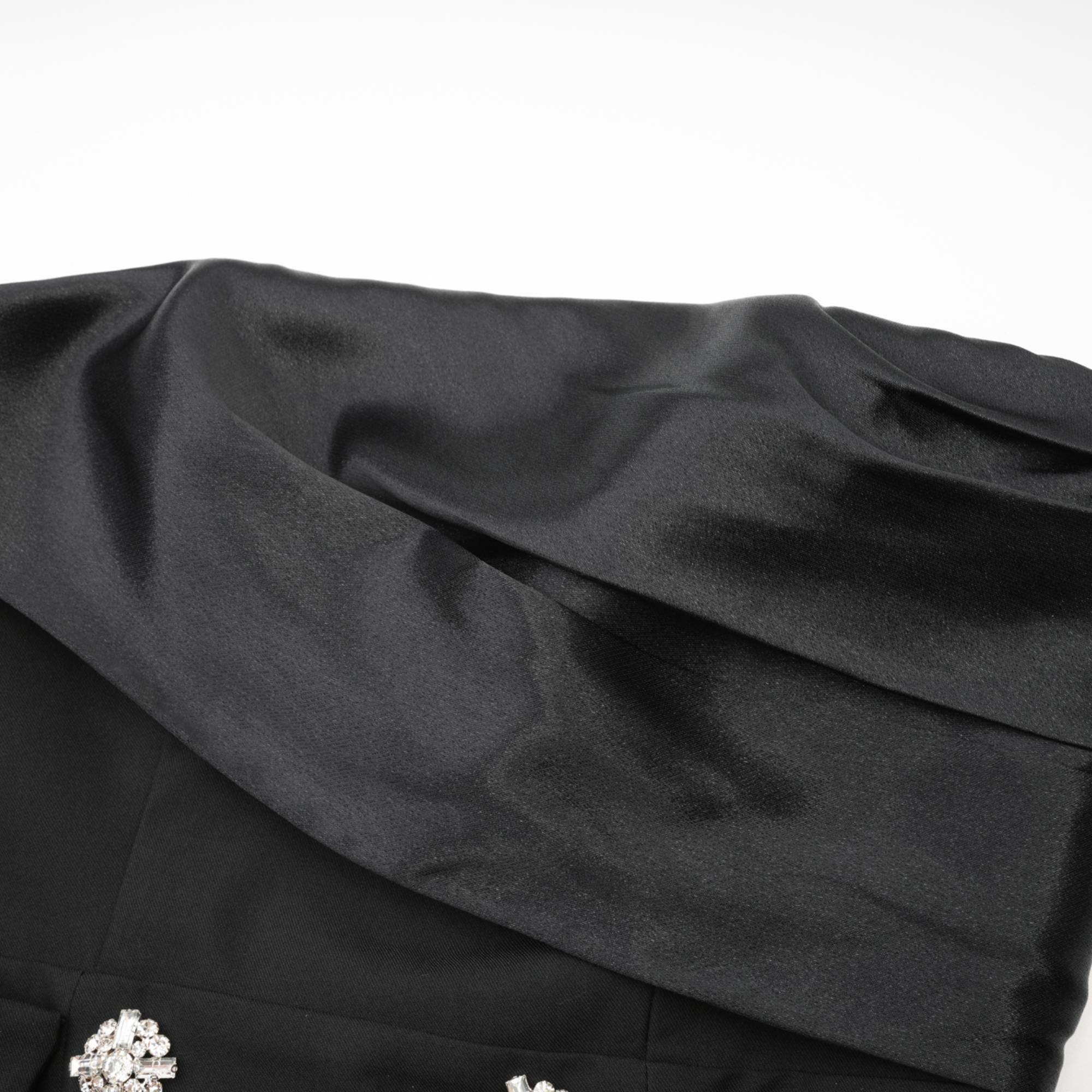 Mealla black crystal-button flared mini dress