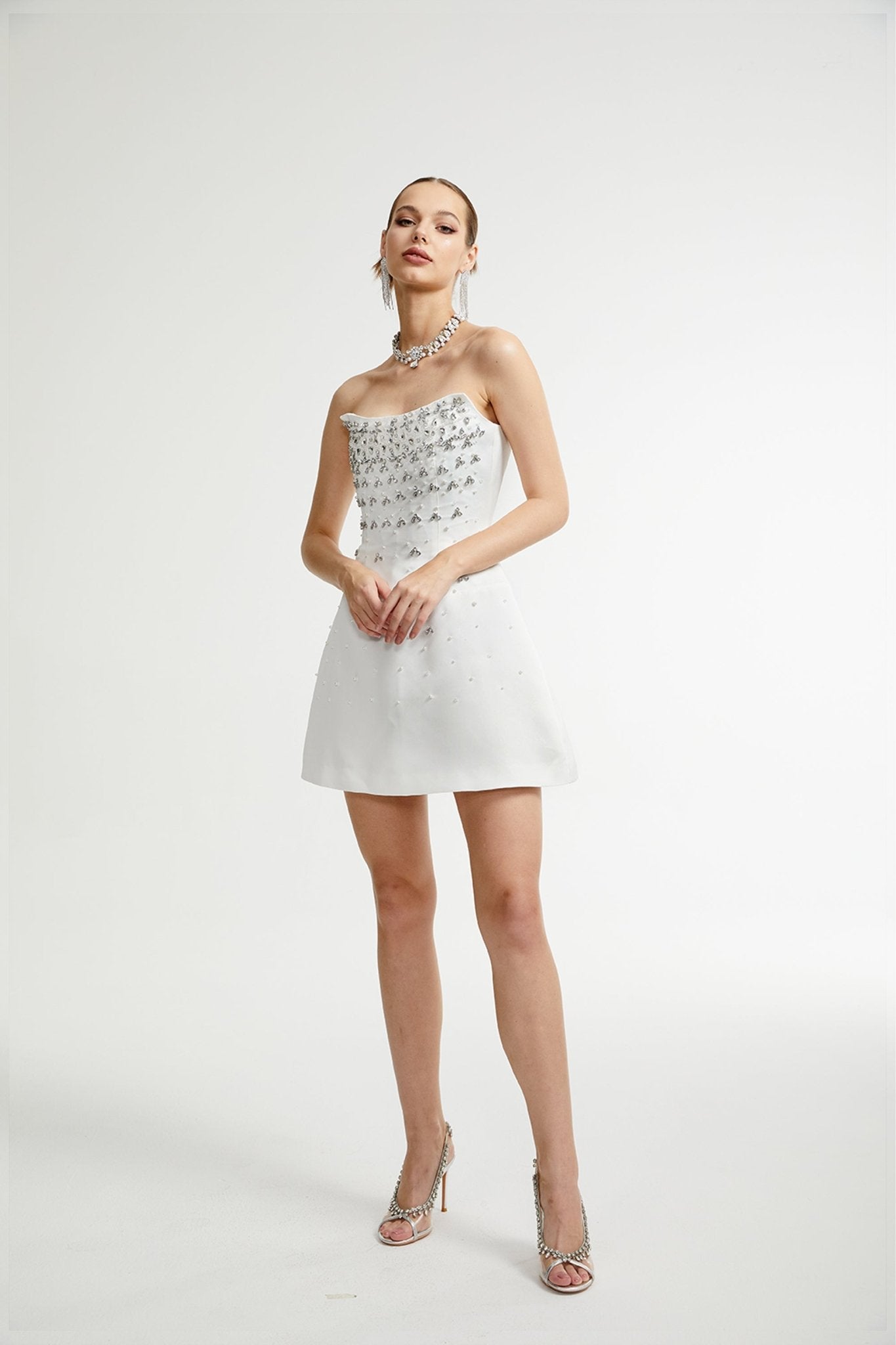 Melisande white embellished mini dress (Final Sale-US Only)