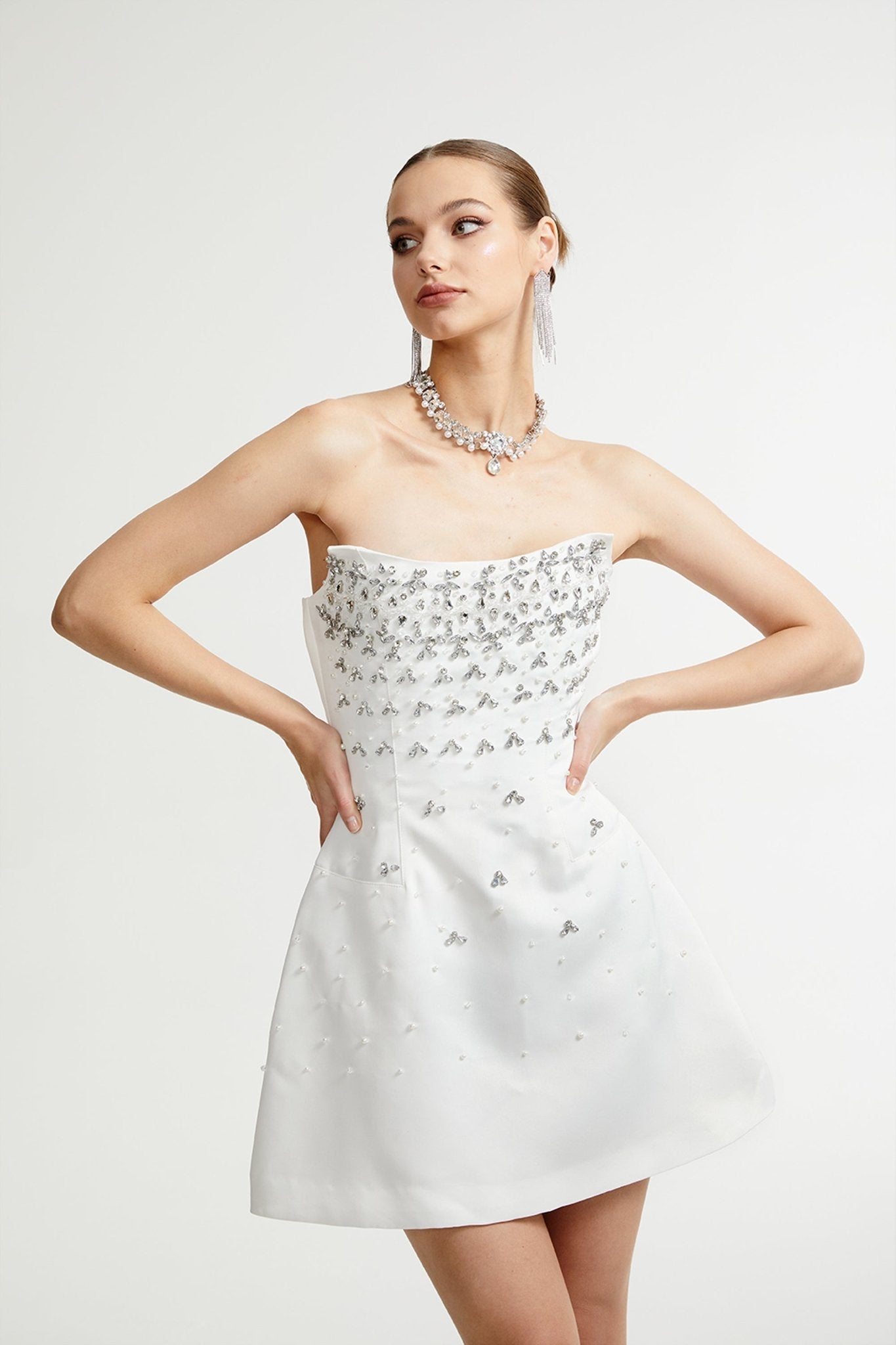 Melisande white embellished mini dress (Final Sale-US Only)