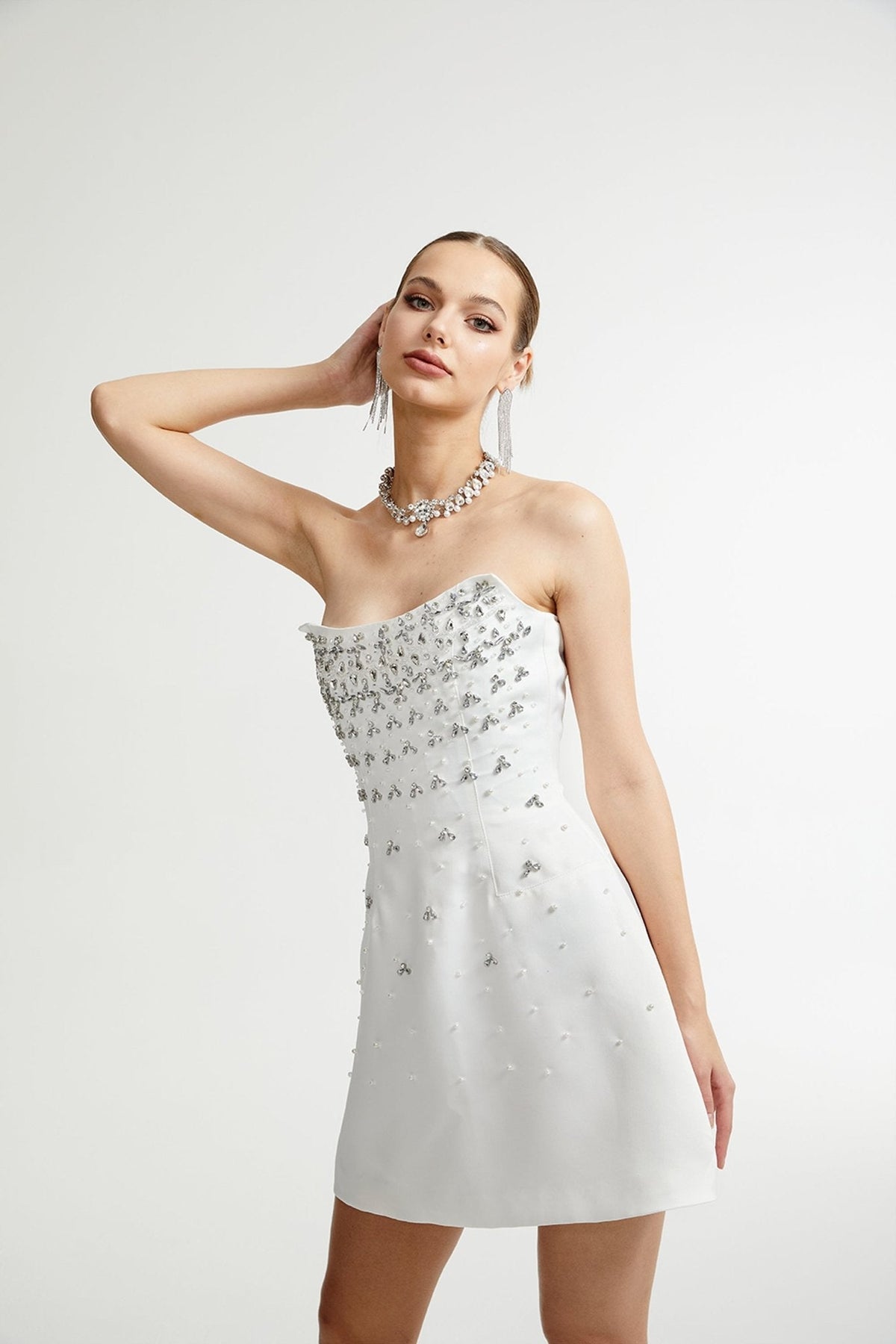 Melisande white embellished mini dress (Final Sale-US Only)
