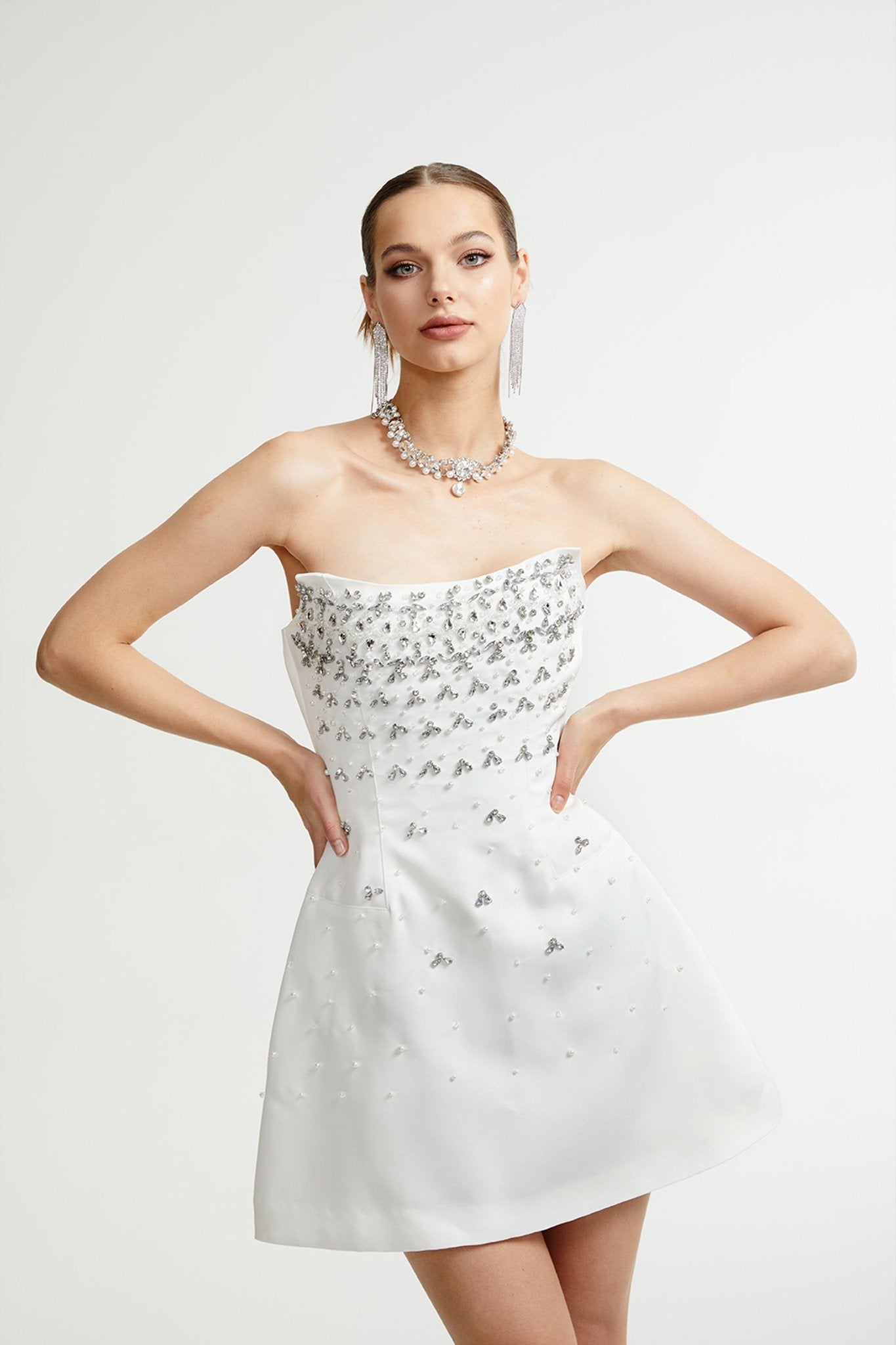 Melisande white embellished mini dress (Final Sale-US Only)