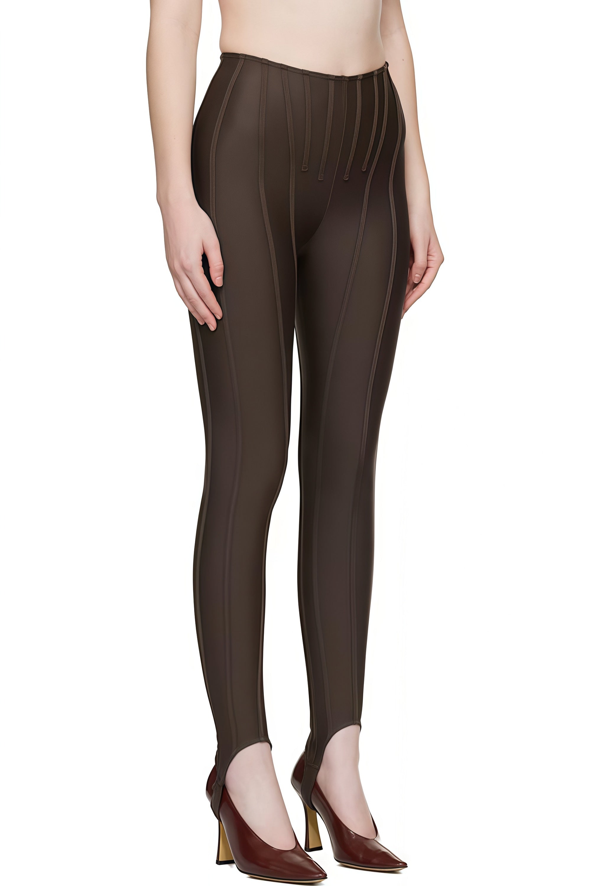 Cordelia Brown Decorative Stitching Leggings